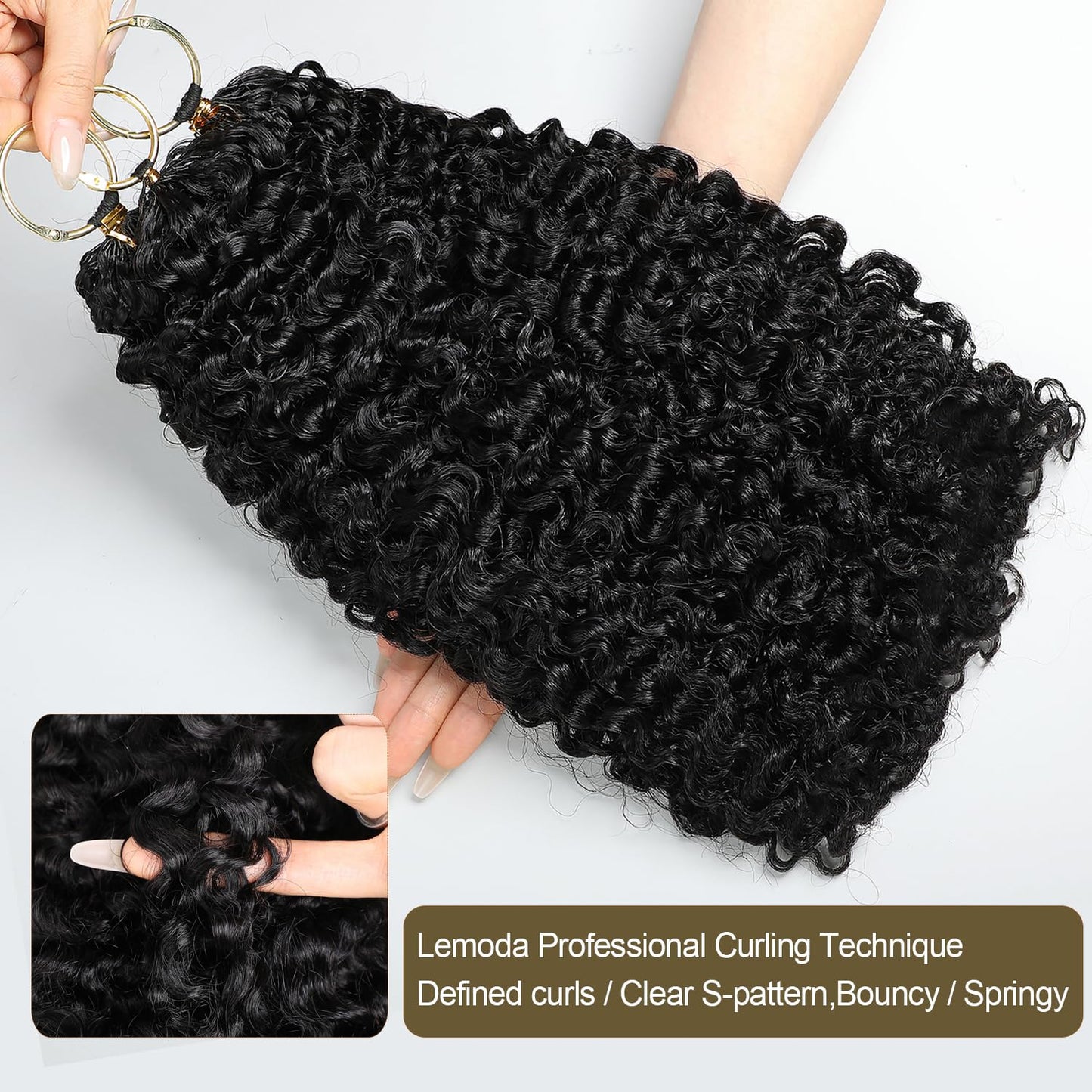 Lemoda Burmese Curly Crochet Hair Extensions - 18 Inch, 120g, Lightweight & Reusable for Black Women | Natural Color