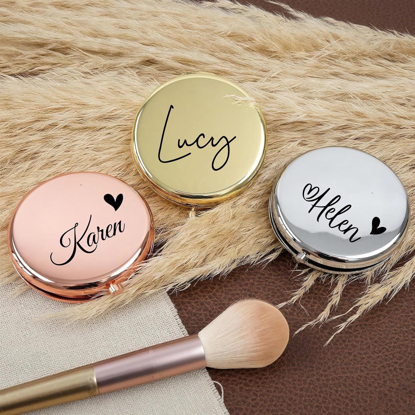Personalized Travel Mirror - Compact 2x/1x Magnifying Makeup Mirror | Perfect Gift for Bridesmaids, Moms & More