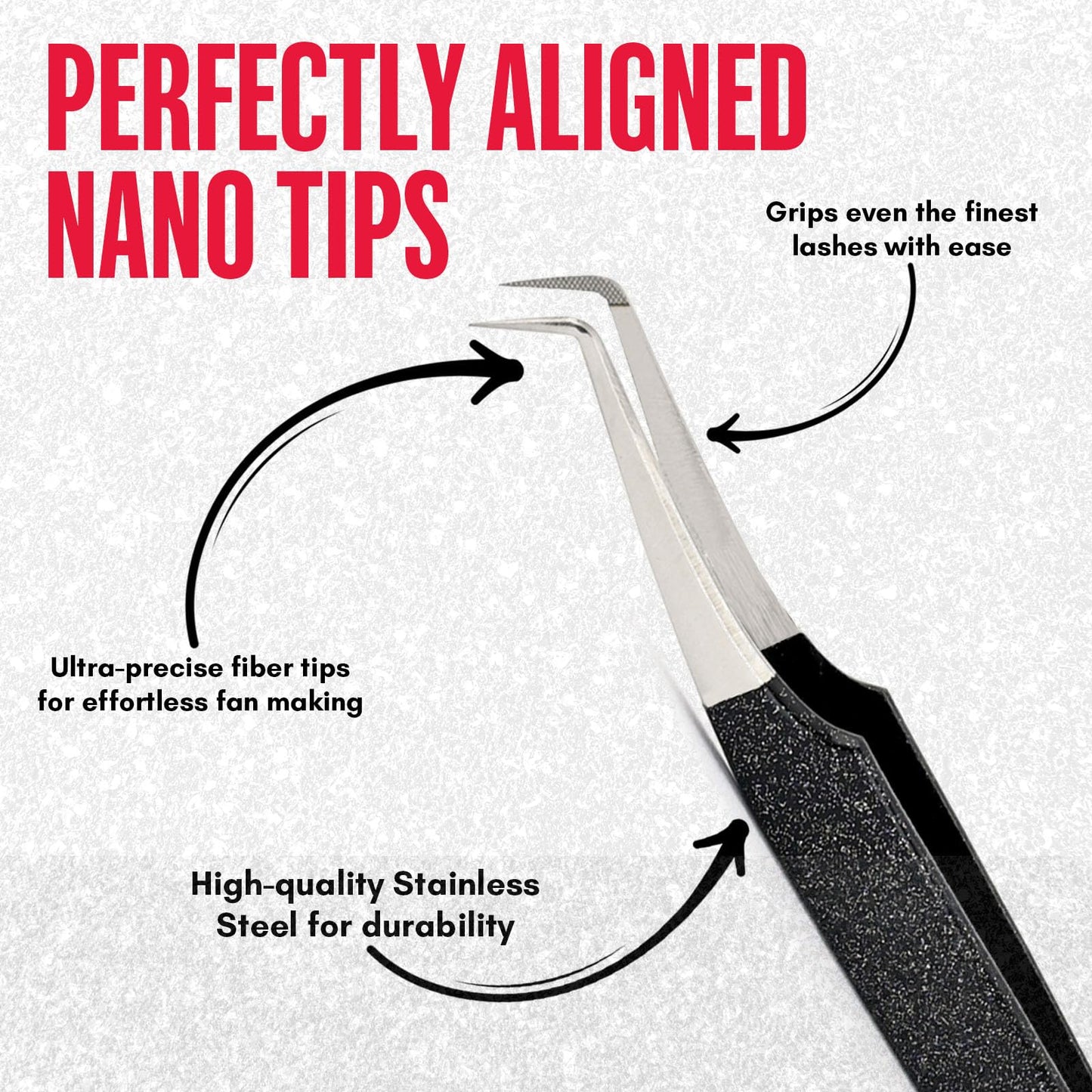 My Lash Tools 90° Volume Fiber Tip Lash Tweezers – 12cm Eyelash Extension Tweezer with Nano Grip Tip, Stainless Steel, Non-Slip Handle (Black)
