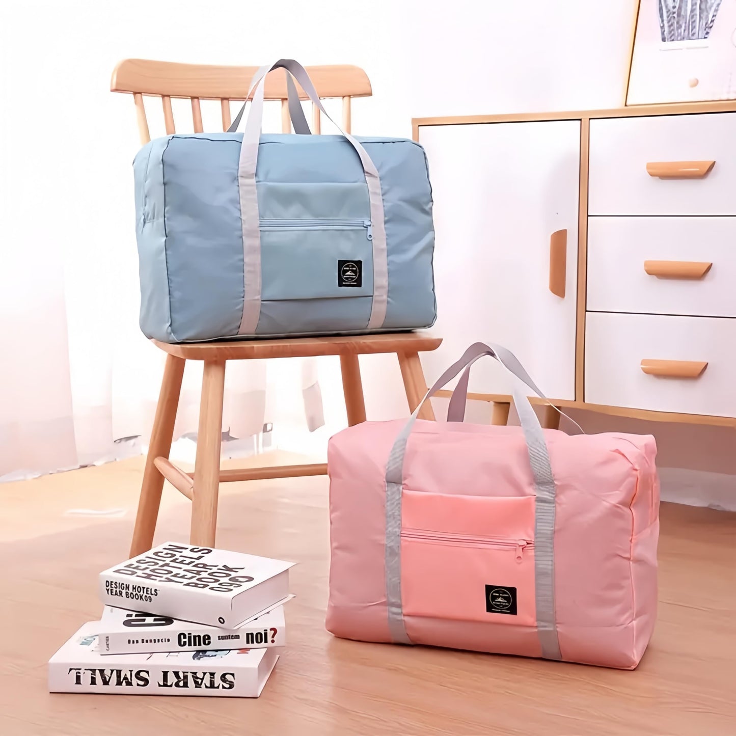 Travel Duffle Storage Bag, Portable Lightweight Large Capacity Luggage Shoulder Bag, Foldable Luggage Bag, Outdoor Supplies, Travel Supplies(Pink)