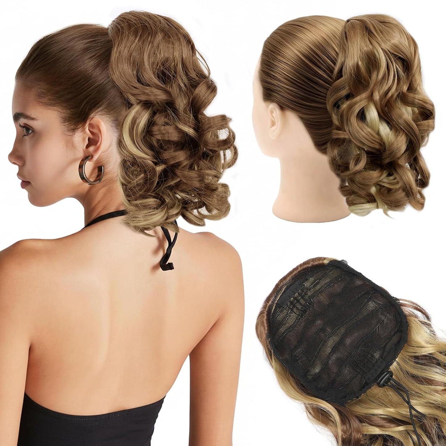 Curly Ponytail Extension - 10 Inch Drawstring Gray Synthetic Hairpiece for Women | Perfect for Daily Wear & Parties