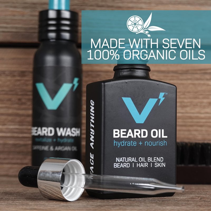 VOLT Beard Oil for Men, All-Natural Vegan Beard Moisturizer with Essential Oils for Beard, Hair & Skin, Argan & Jojoba Oil, Hydrates, Nourishes & Adds Shine, Two Peaks Scent, 1 Oz Glass Bottle