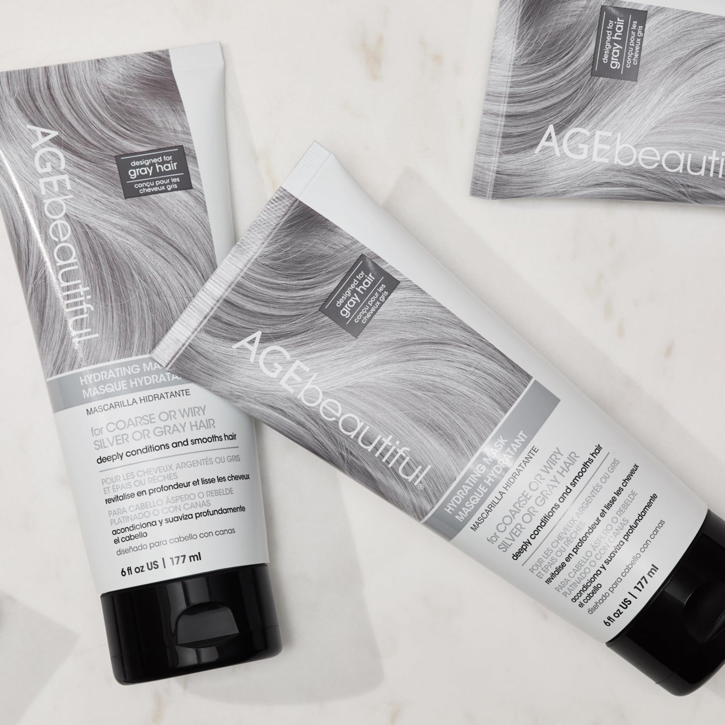 AGE beautiful Deep Conditioning Hair Mask for Coarse, Wiry Silver & Gray Hair, with Silk Amino Acids & Keratin, Deeply Conditions & Reduces Frizz for Smooth, Shiny Hair