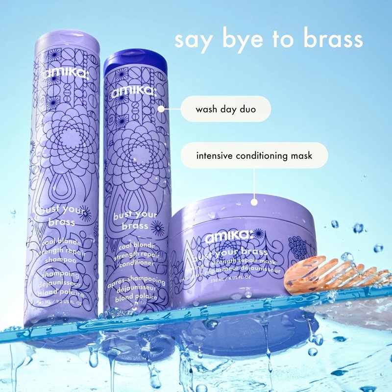 Amika Bust Your Brass Cool Blonde Conditioner - Strength Repair, 275ml