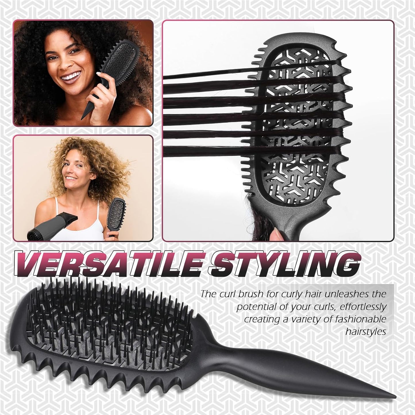Curl Defining Hair Brush - Effortlessly Detangle & Style | Vented Design for Wet/Dry Hair