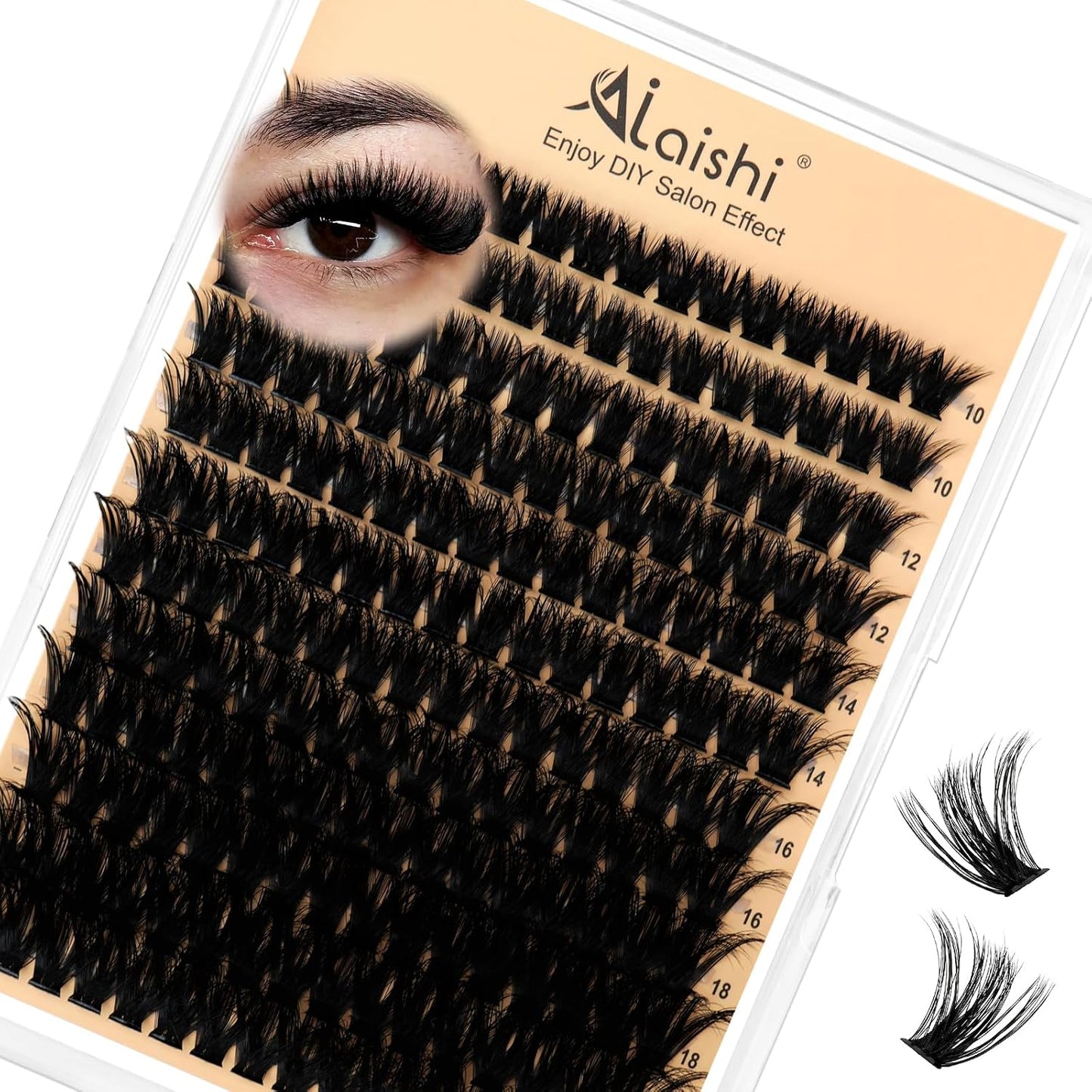 DIY Cluster Eyelash Extensions Kit - 224pcs Fluffy D Curl Lashes | 9-16mm, Bond & Seal, Tweezers Included