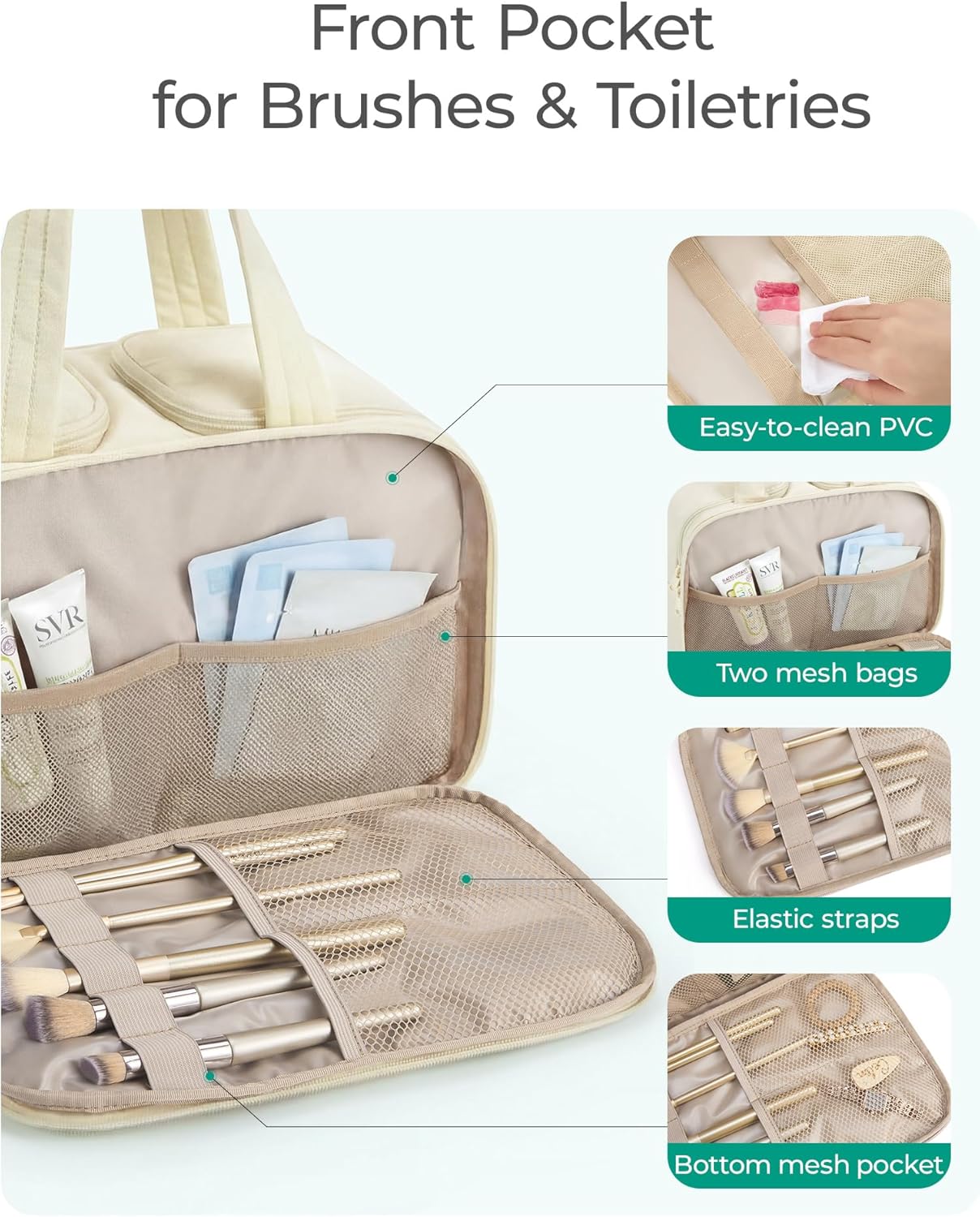 Travel Toiletry Bag - Large Lightweight Cosmetic Organizer for Women | Black, Perfect for Travel Essentials