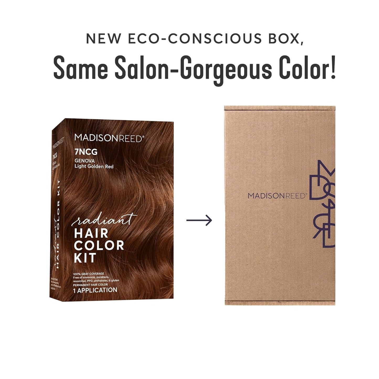 Madison Reed Radiant Hair Color Kit - 7NCG Light Golden Copper | Salon-Quality Permanent Dye for Superior Gray Coverage & Dimensional Color