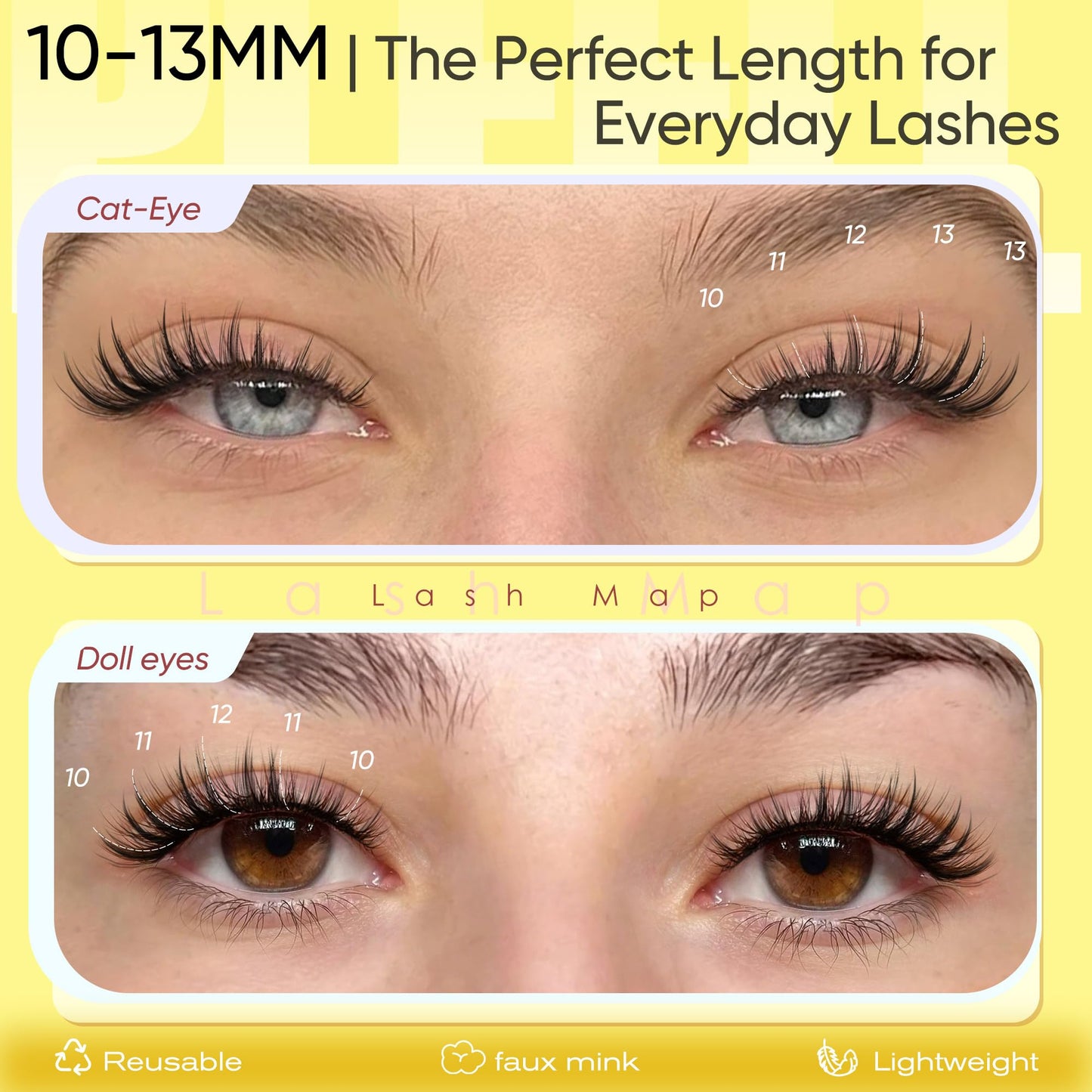 Pleell Lash Clusters Wispy Eyelash Clusters 10/11/12/13MM CC-Curly Natural Cluster Eyelash Extensions Bunny Lashes Clusters with Invisible Band Manga Lash Extensions Pestañas Postizas Naturales