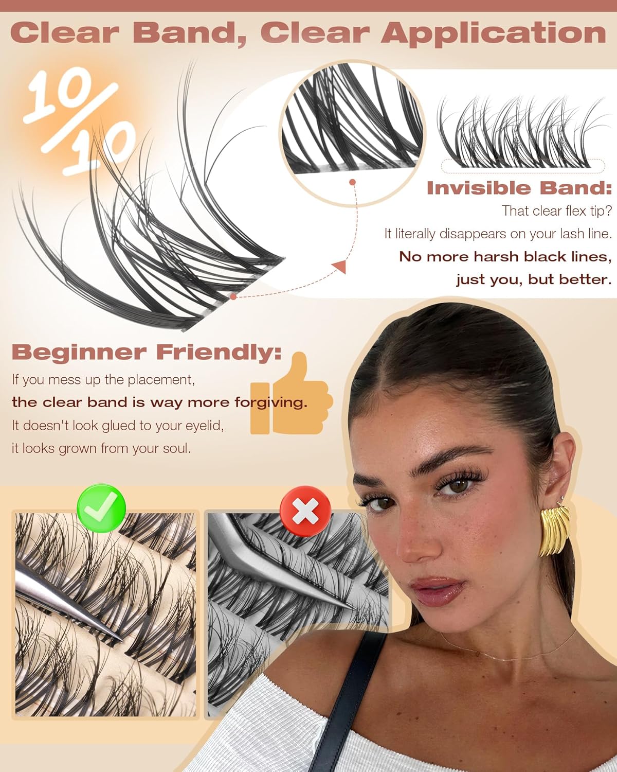 Spider Lash Clusters - Wispy Eyelash Extensions for Natural Look | DIY 8-16mm D Curly Individual Lashes