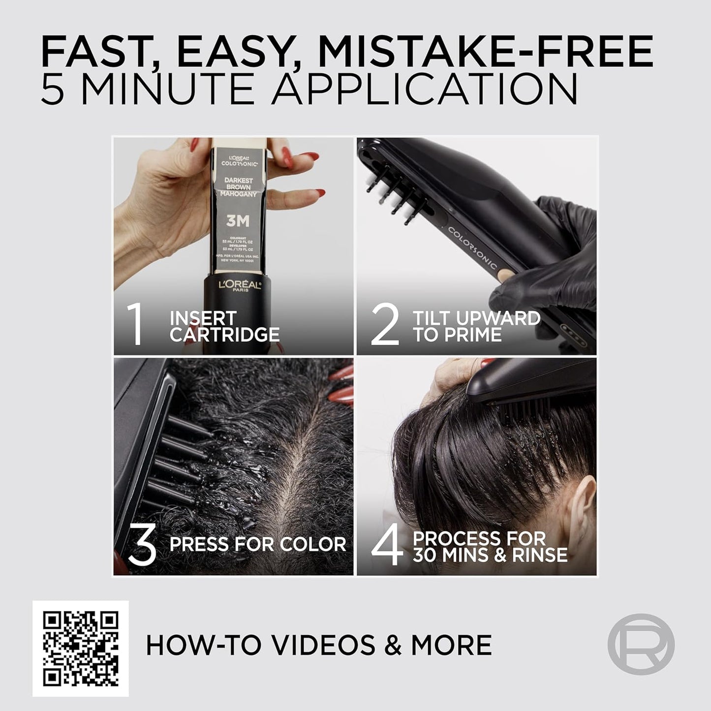 L'Oreal Paris Colorsonic Hair Dye Device - Mistake-Free Root Touch Up & Gray Coverage | All Hair Colors Available