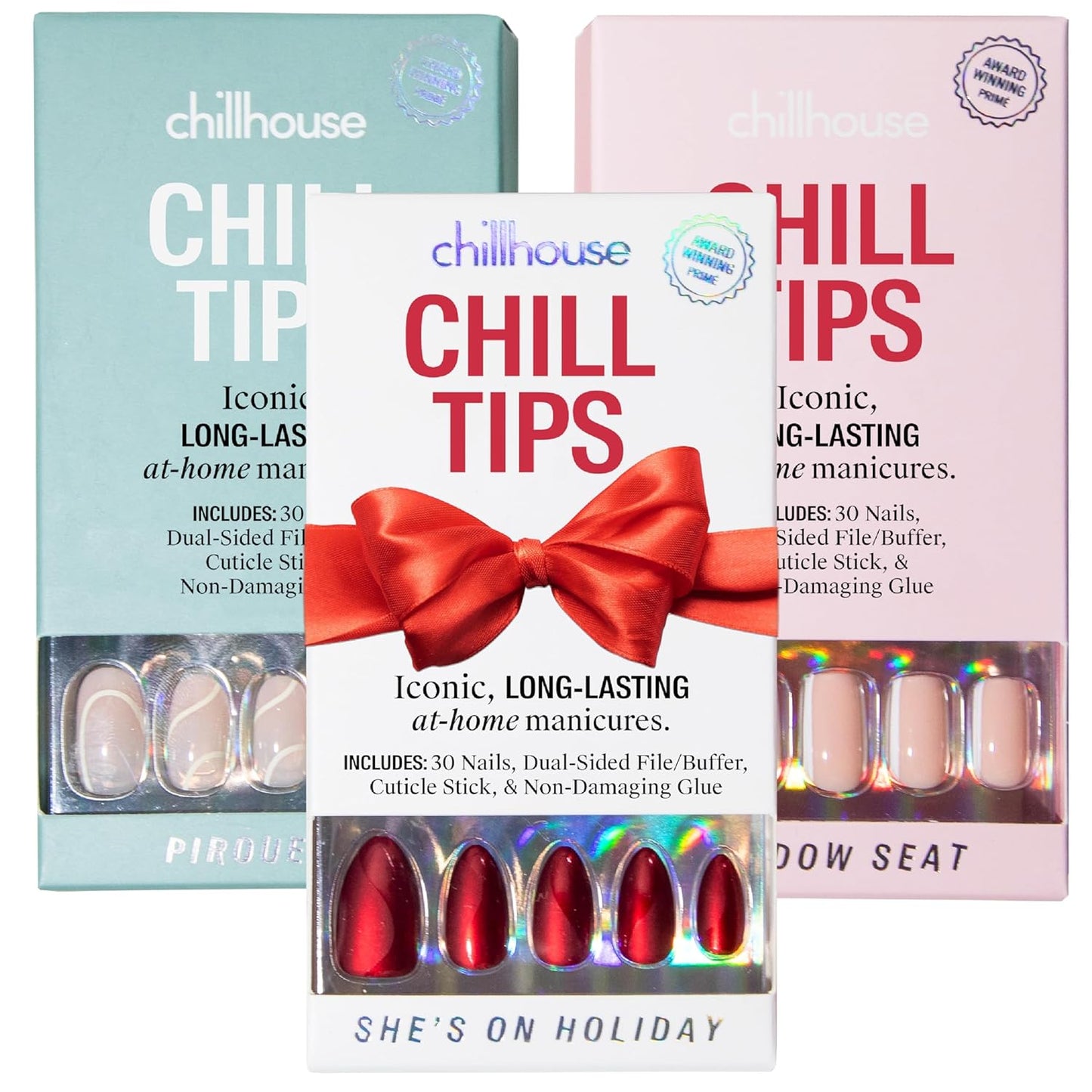 Chillhouse Press-On Nails Kit | Chill Tips - Almond Shape, 30 Customizable Sizes for Up to 2 Weeks Wear