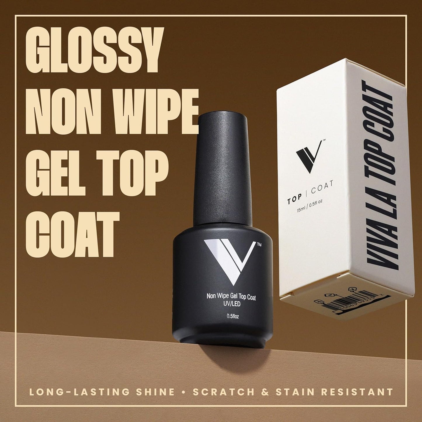 V Beauty No Wipe Gel Top Coat - Long Lasting, Scratch Resistant, Glossy Finish | 15ml