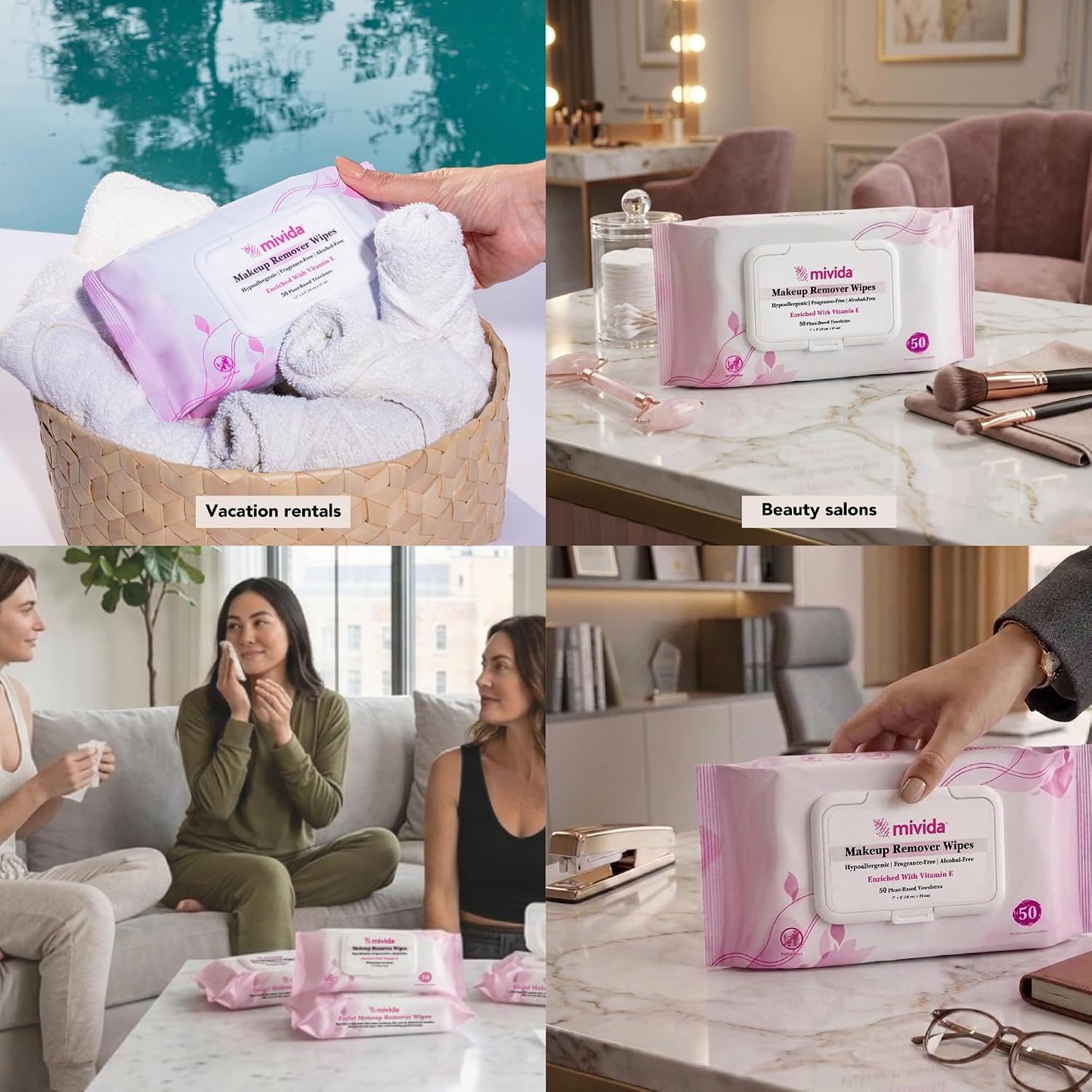 Hypoallergenic Makeup Remover Wipes - 200 Count Bulk Pack | Vitamin E, Fragrance-Free & Alcohol-Free for Sensitive Skin