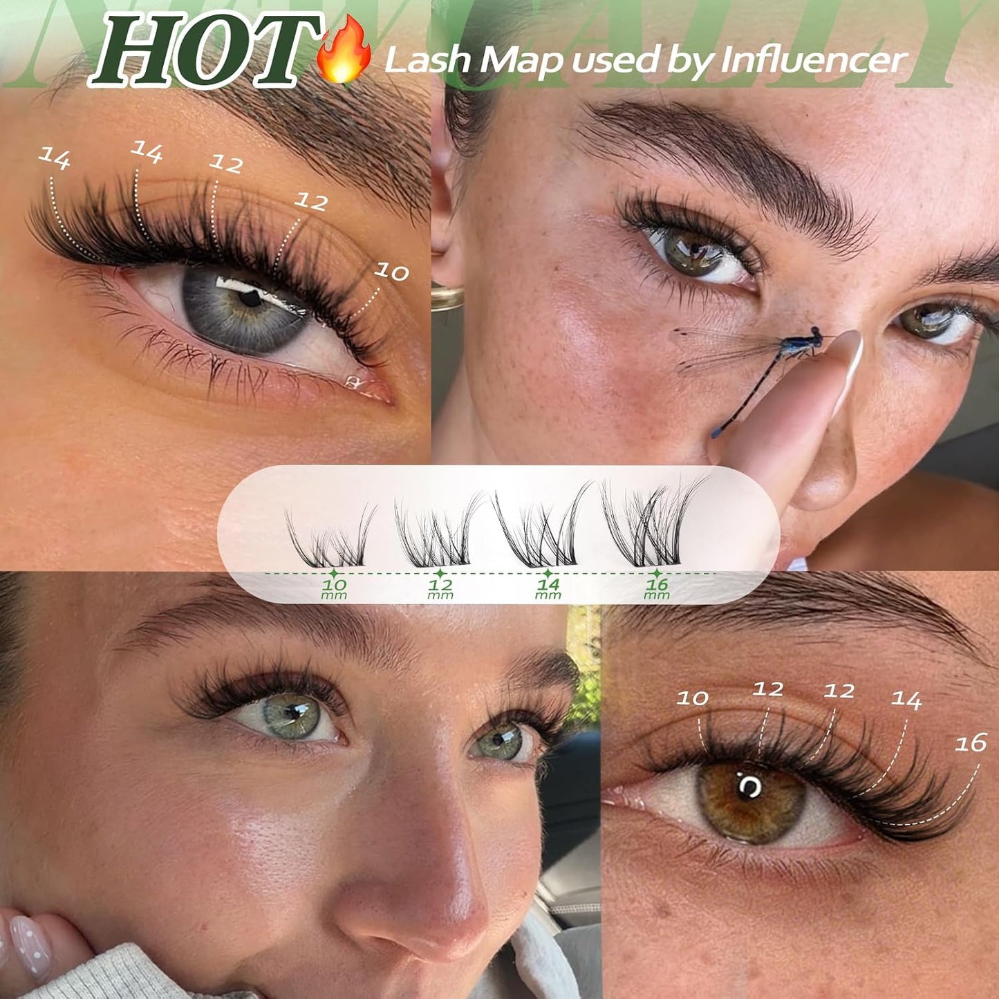 Natural Lash Clusters - Invisible Band CC-Curly Eyelash Extensions | 10-16MM Spider Cluster Lashes