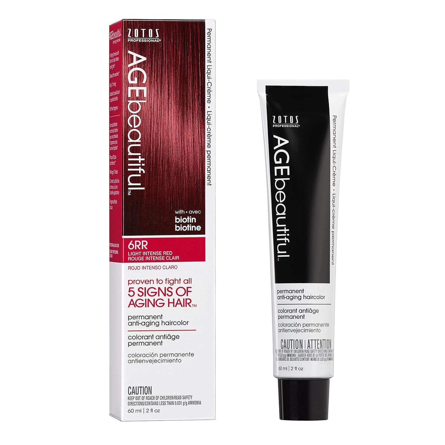 AGE Beautiful Permanent Hair Color Cream - 100% Gray Coverage Hair Dye with Biotin for Fuller, Thicker Hair | Professional Salon Quality