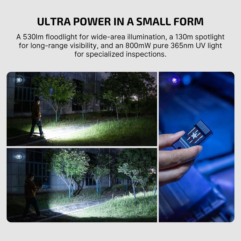 OLIGHT Oclip Ultra EDC Flashlight Clip-on Light, 530 Lumens Rechargeable with Type-C Charging, Combines Floodlight, Spotlight and UV, Triple Lights for Inspection and Work (Stars & Stripes Edition)
