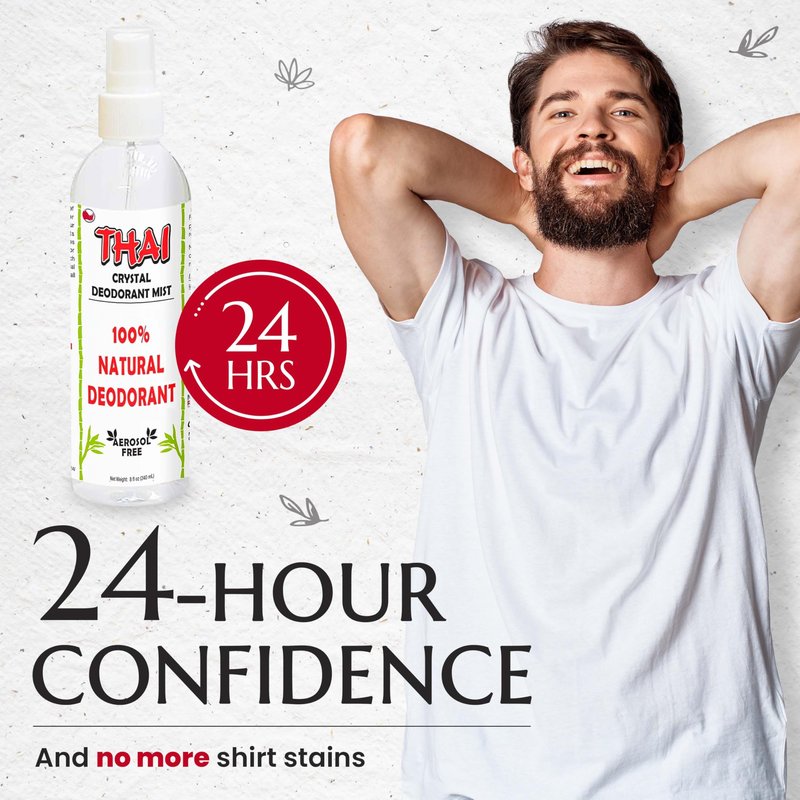 2-PACK Thai Crystal Deodorant Mist Spray (8 oz) – Whole Body Mineral Salt Deodorizer for Men, Women & Athletes – Unscented, Travel & Gym-Friendly