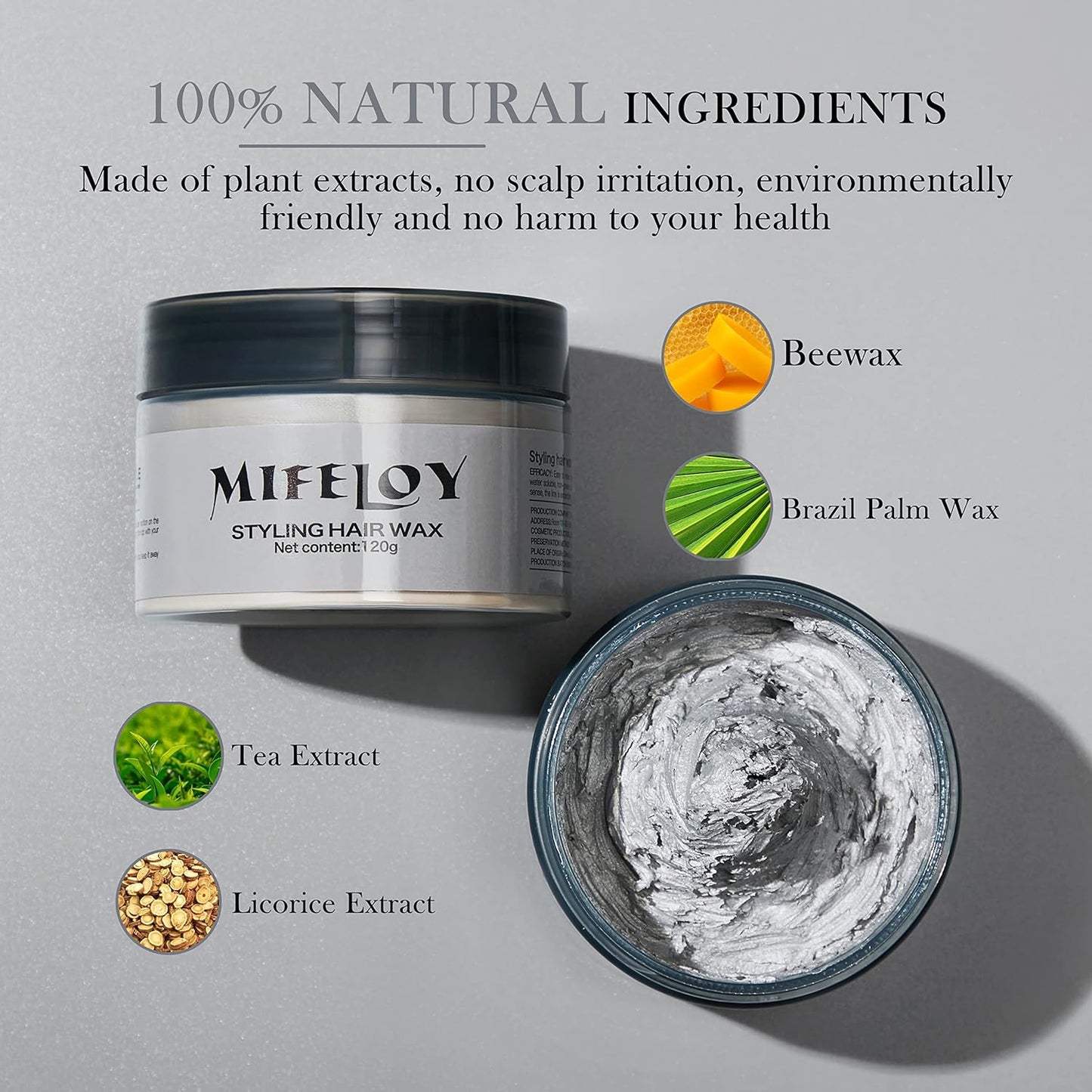 Silver Gray Hair Spray Color Wax - Instant Hairstyle Cream Dye for Men & Women | 4.23 oz Temporary Coloring Pomade