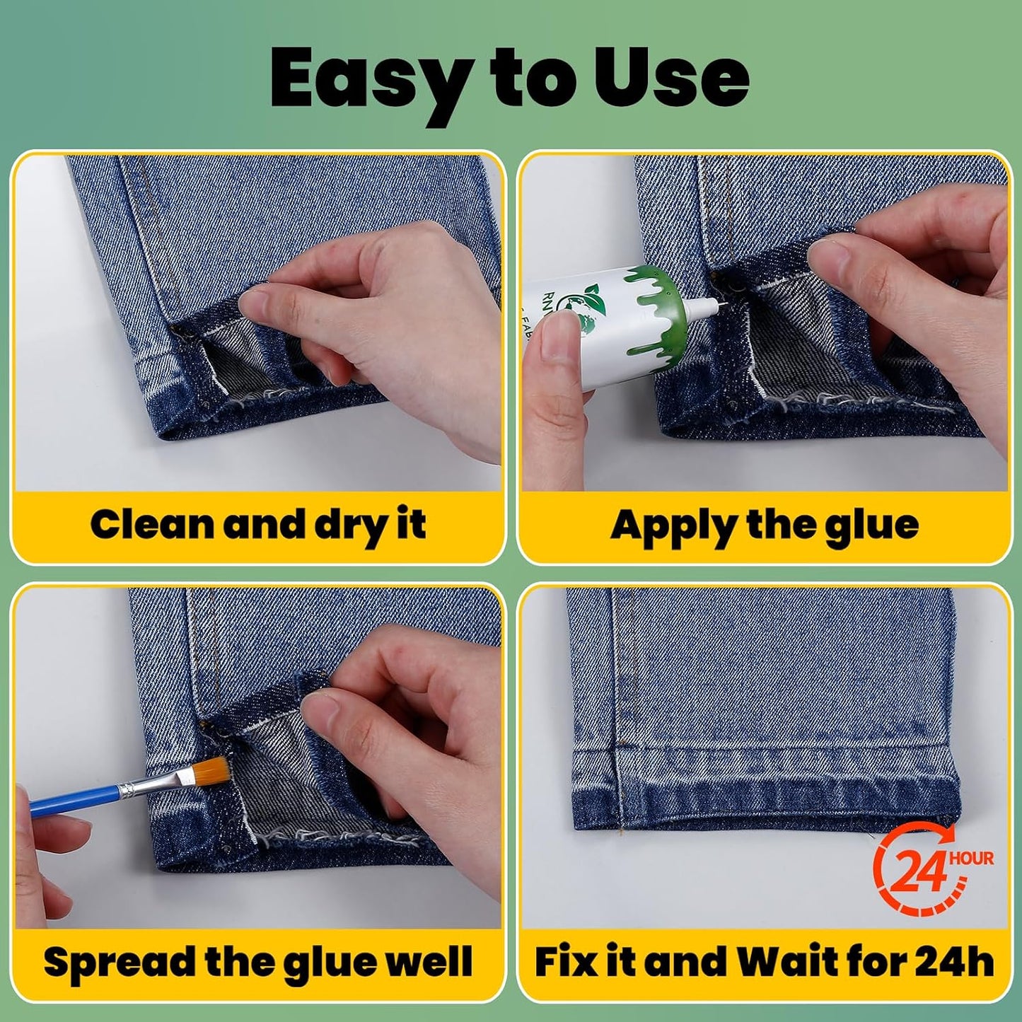 Permanent Fabric Glue - Super Strong Clear Adhesive for Clothing, Patches, Leather & More | 60ml