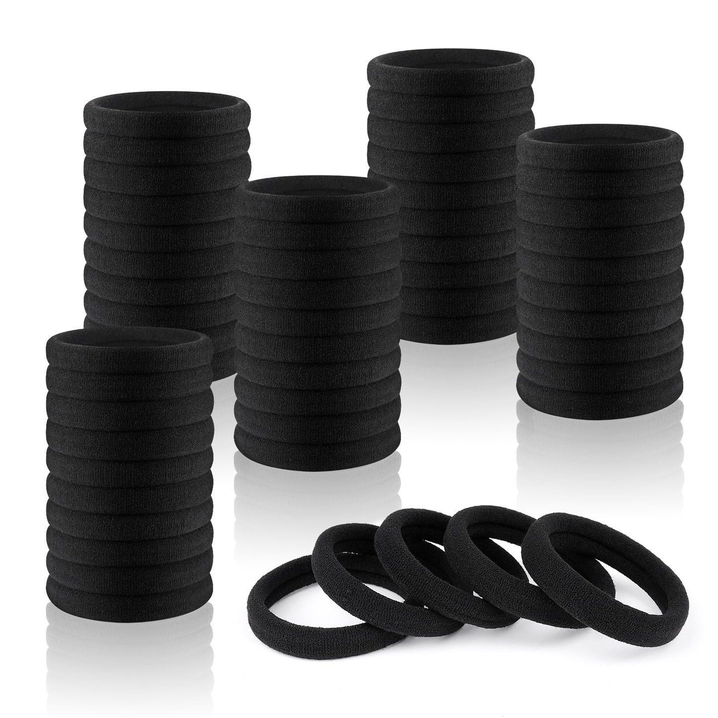 Ayogost 180Pcs Black Hair Ties No Damage for Thick Hair, High Stretch Hair Bands, Seamless Cotton Ponytail Holders for Women Girls or Men, Ouchless Elastic Hair Ties for Gym & Daily Use