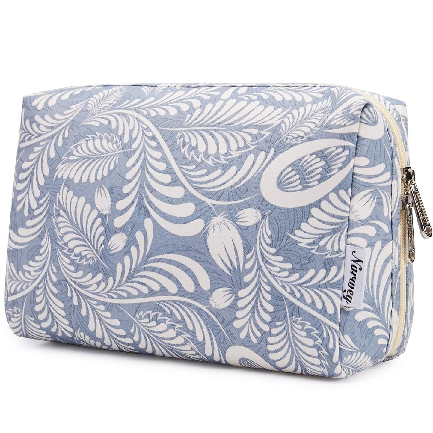 Checkered Makeup Bag - Travel Cosmetic Organizer with Compartments | Large Sky Blue Checkerboard