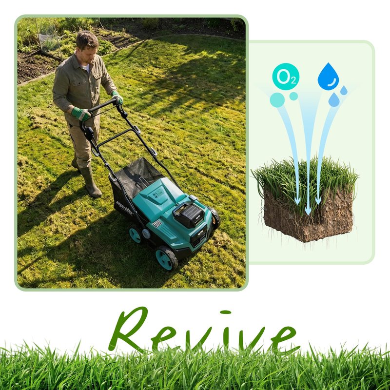 36V 15" Brushless Cordless Electric Dethatcher and Scarifier Compatible with Makita 18V Battery(Tool Only), w/12Gal Thatch Collection Bag, 5-Depth Adjustment, Quick-Fold, Walk Behind for Lawn Care