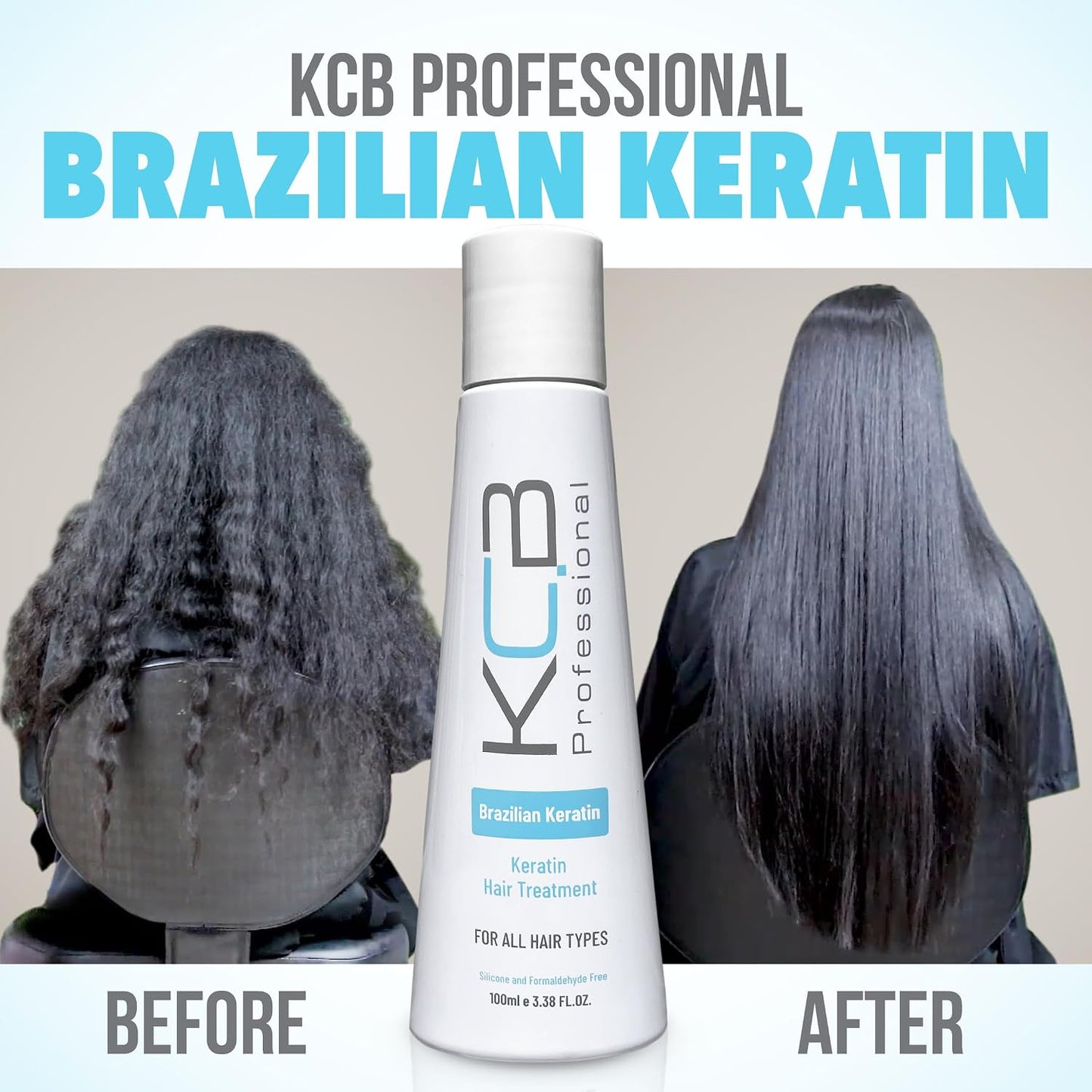 Brazilian Keratin Treatment Kit - 1 Step Hair Straightening & Frizz Control | Formaldehyde Free, 3.38 Fl Oz