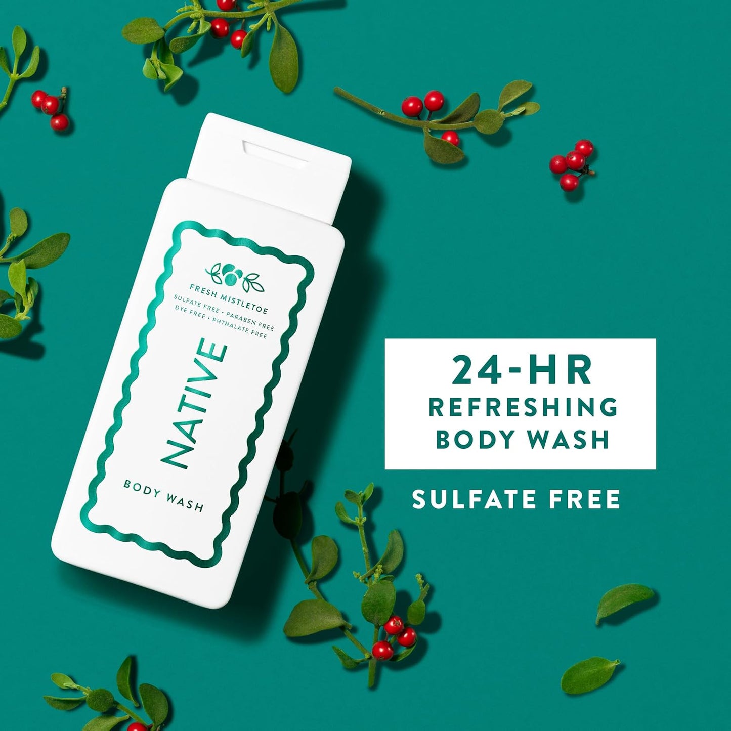 Native Body Wash - Holiday Edition Fresh Mistletoe Scent | Sulfate & Paraben Free, 18 oz for Soft, Hydrated Skin