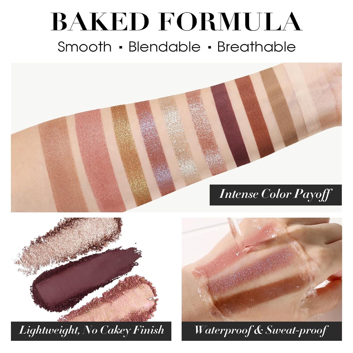 Baked Makeup Palette - All-in-One Eyeshadow, Blush & Bronzer | Neutral Pigmented Colors for Full Face Makeup