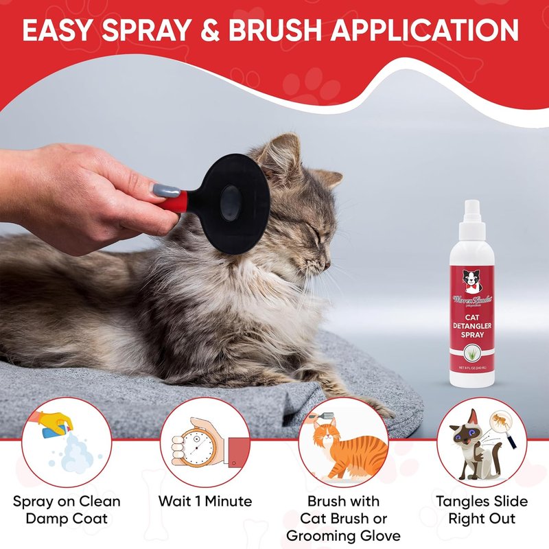 Cat Detangler Spray - Unscented Formula for Easy Grooming | 8 oz