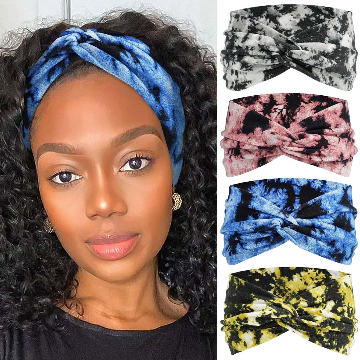 Bandana Headbands for Women - Large Turban Wraps | Knotted Criss Cross Design, Perfect for Workouts