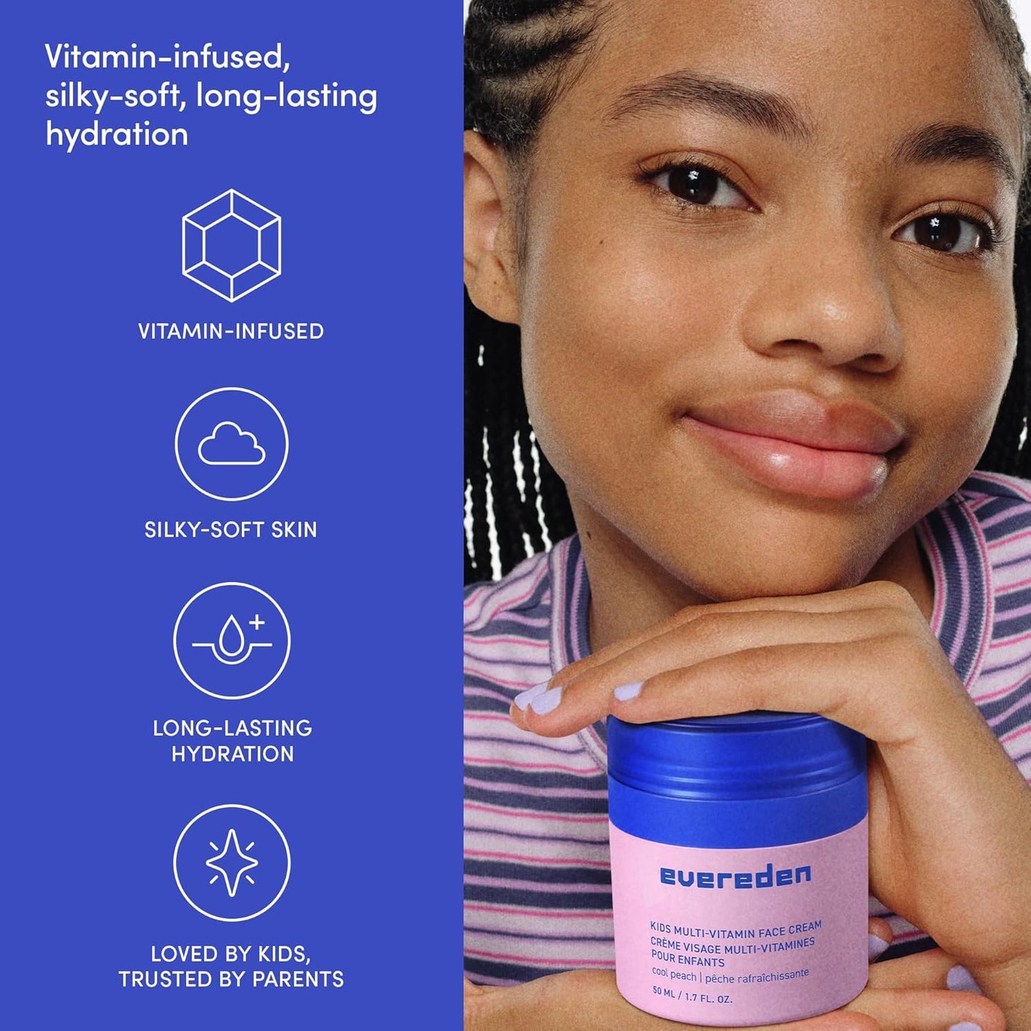 Evereden Kids Face Cream - Clean Non-Toxic Peach Moisturizer | 1.7 oz Skin Care for Children