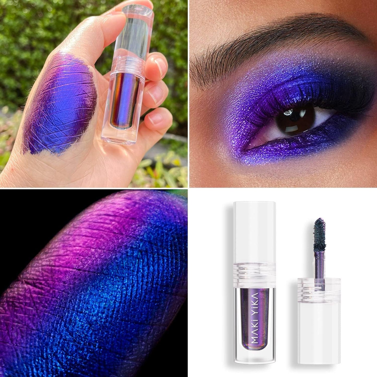 MAKI YIKA Chameleon Liquid Eyeshadow,Metallic Eyeshadow Liquid Intense MultiColor Shifting, Sparkling,Multichrome Eye Shadow Glitter High Pigment Longer-Lasting With No Creasing,Quick-Drying Makeup