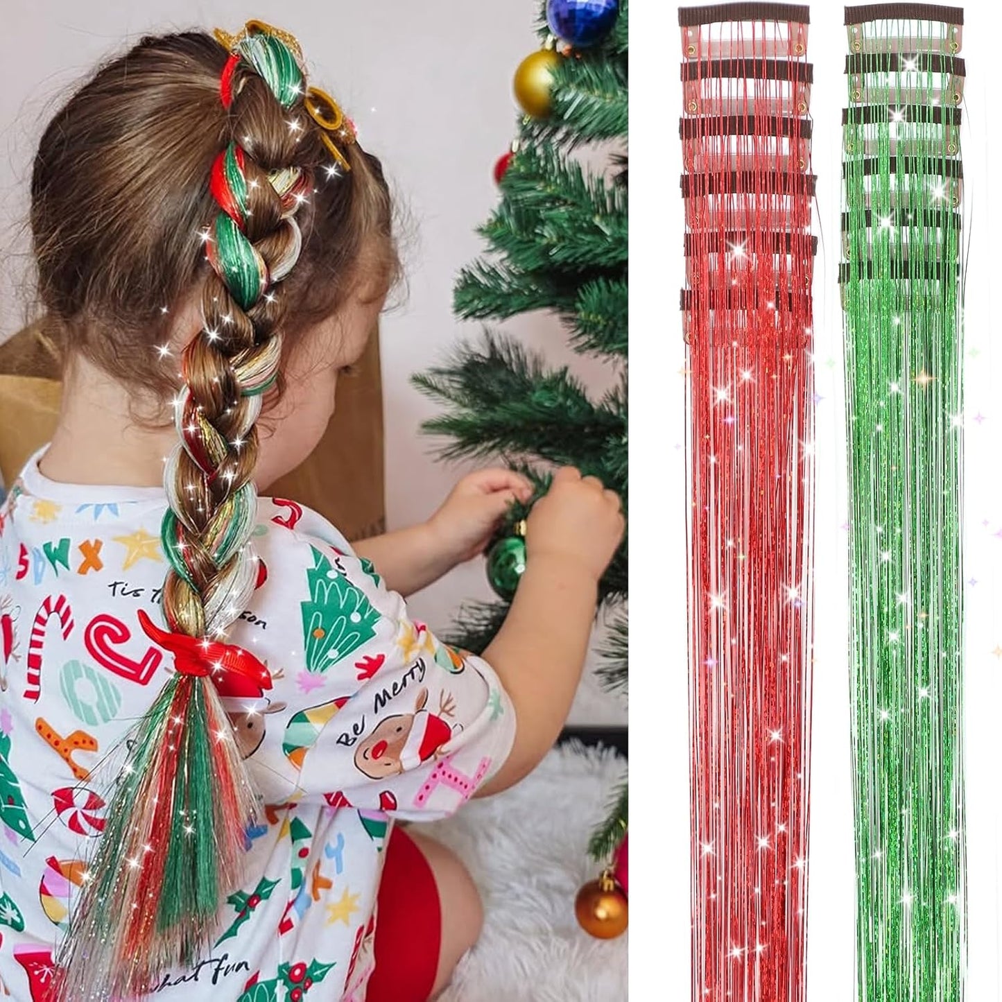 Hair Tinsel Kit - 18 Colors Holographic Hair Extensions | Heat Resistant Fairy Tinsel for Festivals & Parties