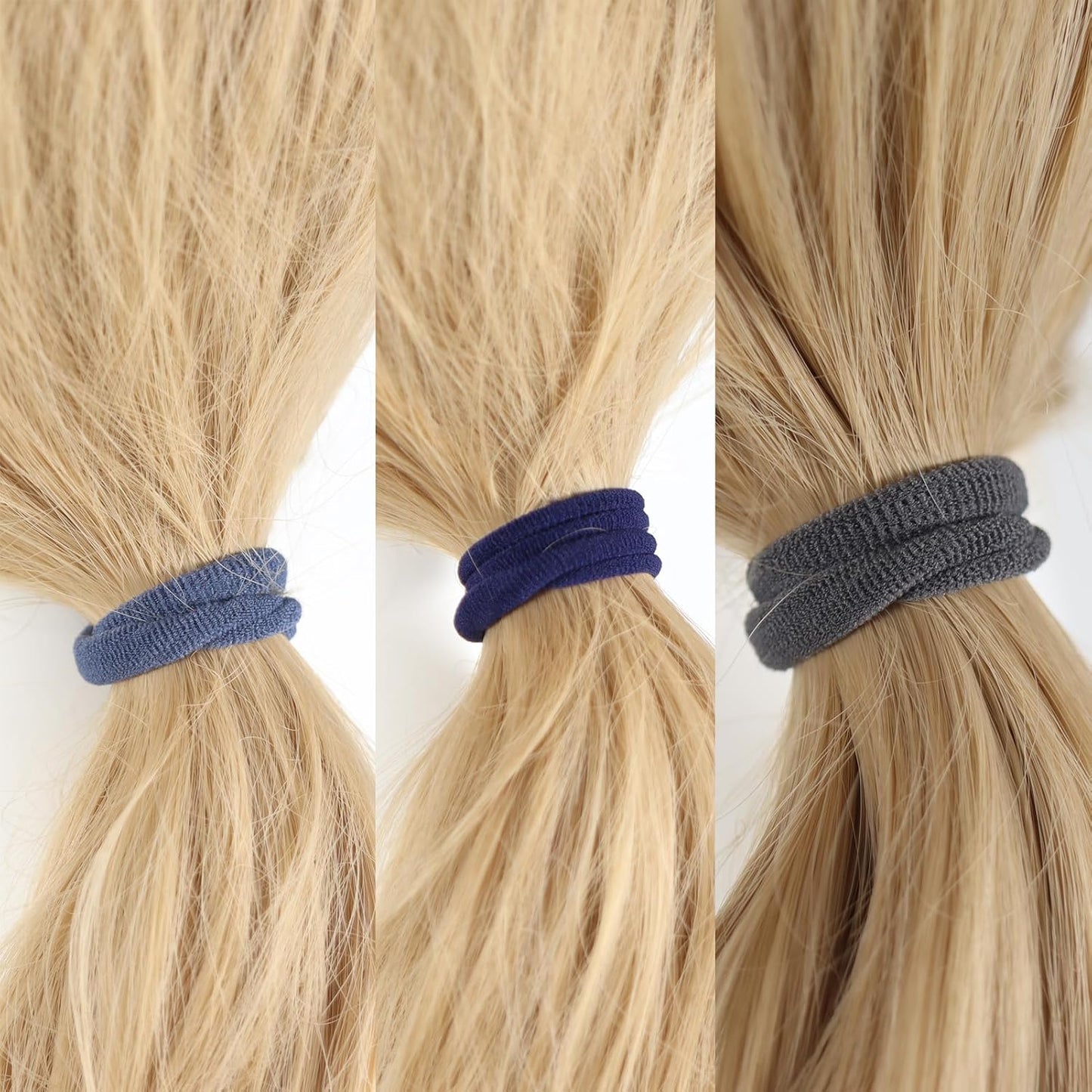No Damage Solid Hair Ties - 100 Pack Colorful Ponytail Holders for Thick Hair | Soft Elastic Bands (Mix Light)