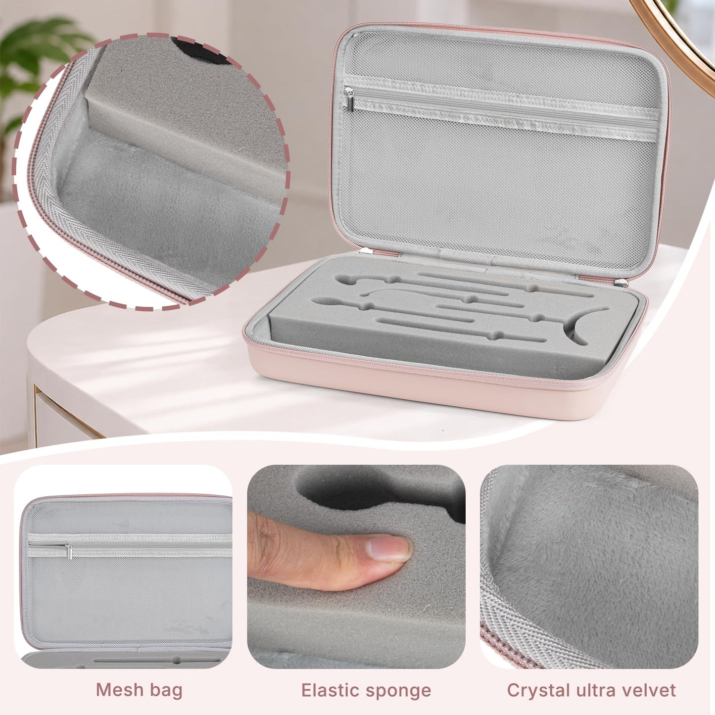 Case for NuDerma High Frequency Wand, Fits for TUMAKOU/Quiet&Far/UUPAS/Uaike/DARSONVAL Skin Machines, Travel Carrying Case for Professional Skin Portable Clinical high Frequency - Pink (CASE ONLY)