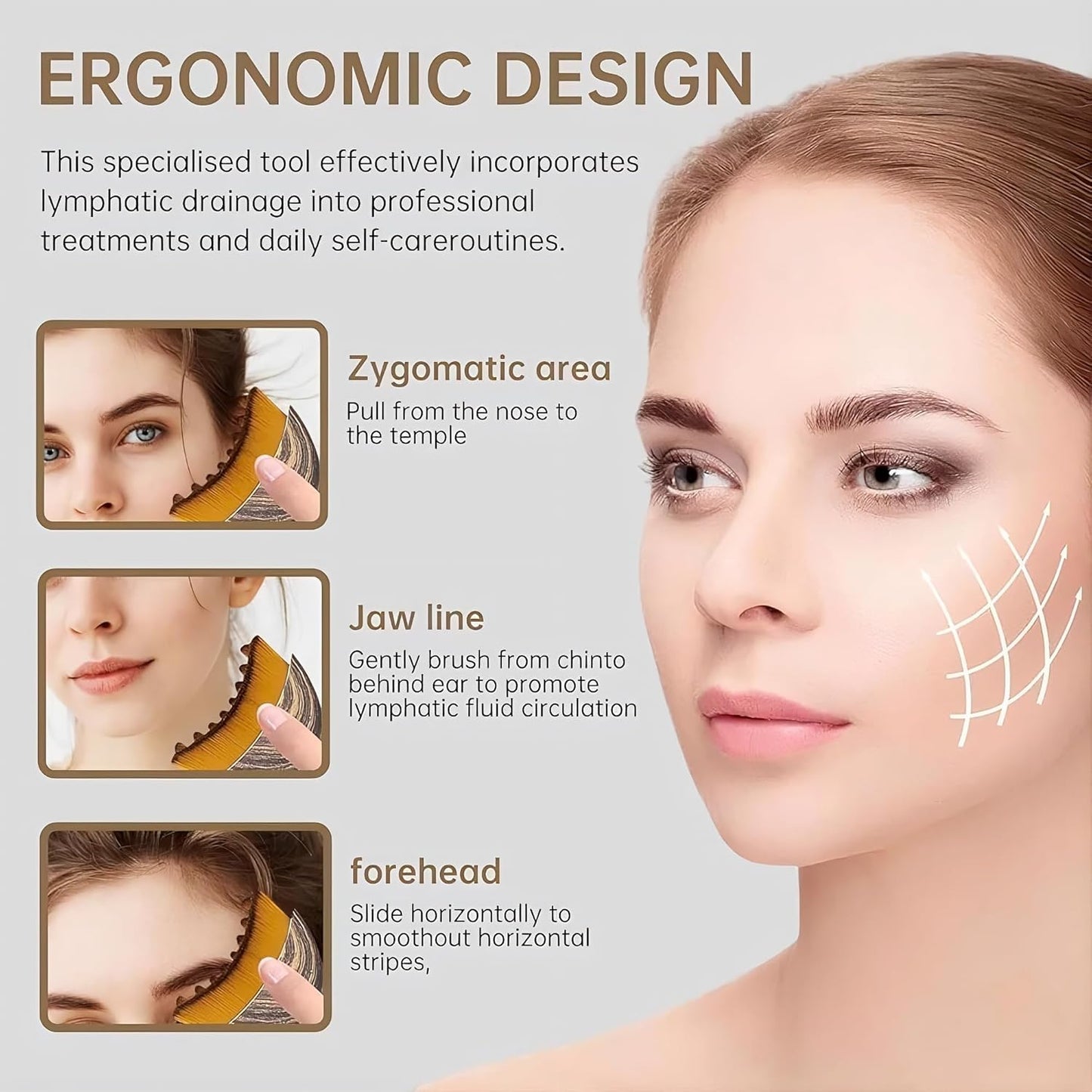 Facial Lymphatic Drainage Brushes Set - Jawline Sculpting & Puffiness Relief | Soft Bristle Massage Tool