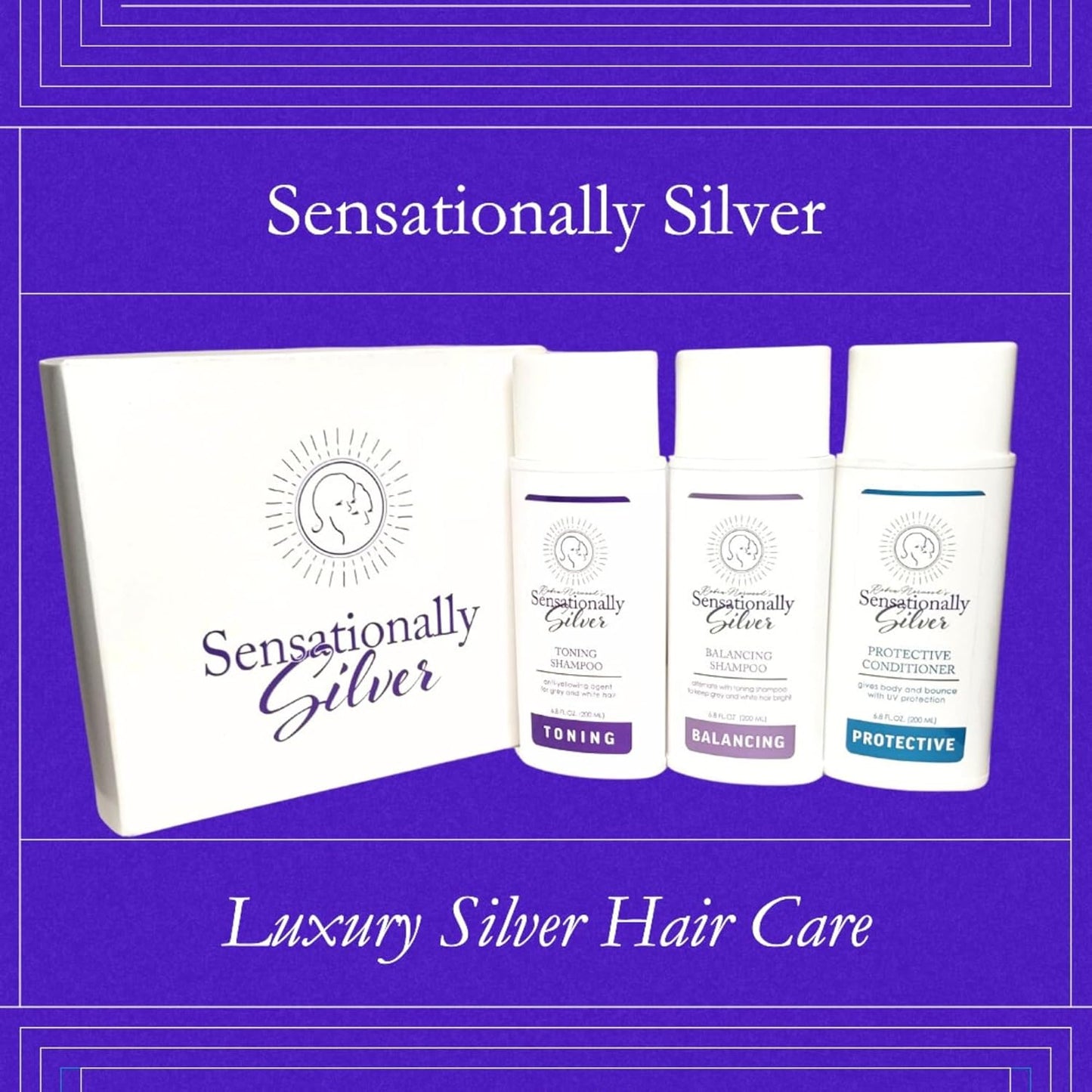 Silver Hair Care Gift Set - 3-Piece Premium Trio for Gray, Silver & White Hair | Toning Shampoo, Balancing Shampoo & Conditioner | Elegant Gift Box