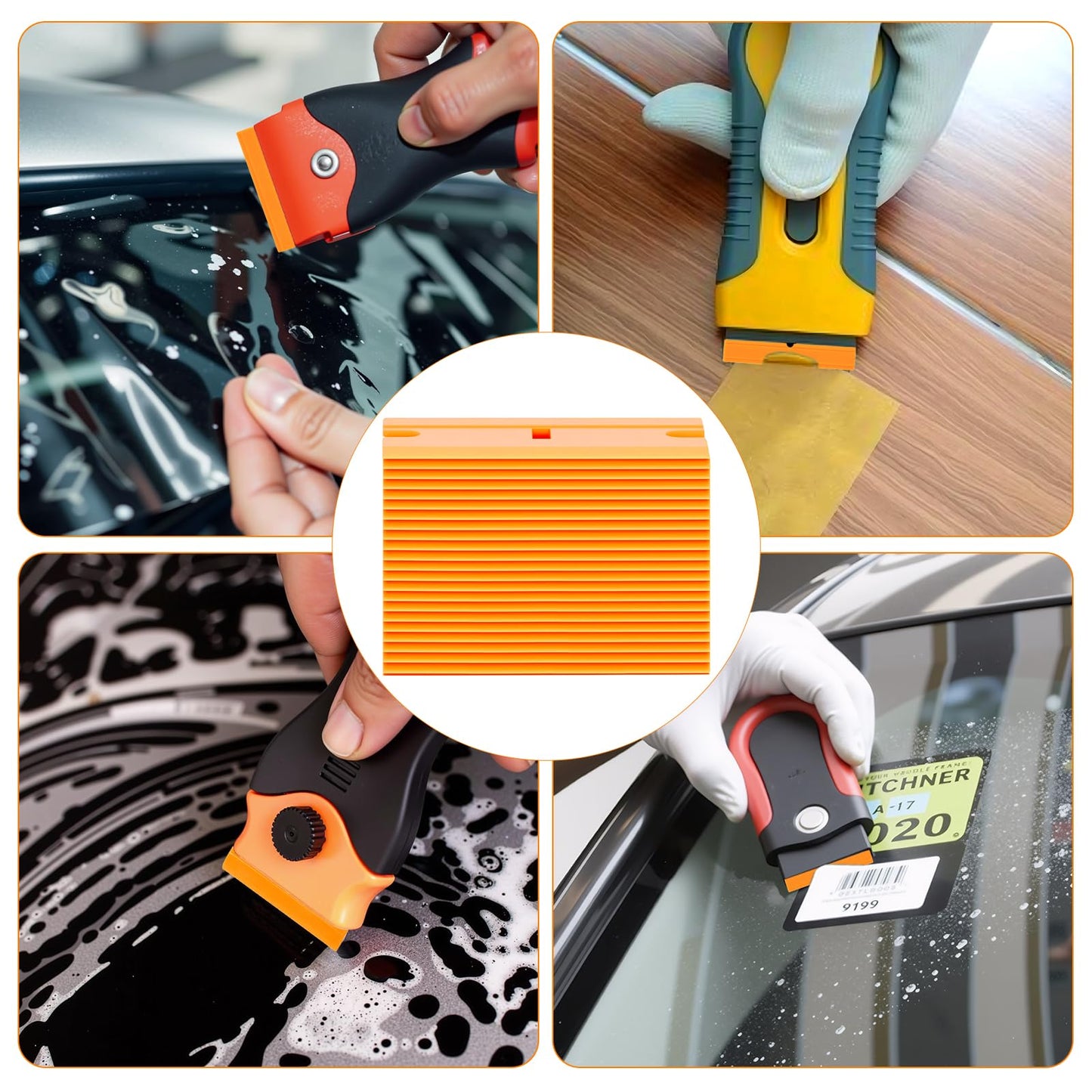 Aleric 200Pieces Plastic Razor Blades, Double Edged Plastic Blade for Scraper, Safety Razor Blades for Removing Labels, Stickers, Cleaning Glass Window, Replacement Scraper Blades