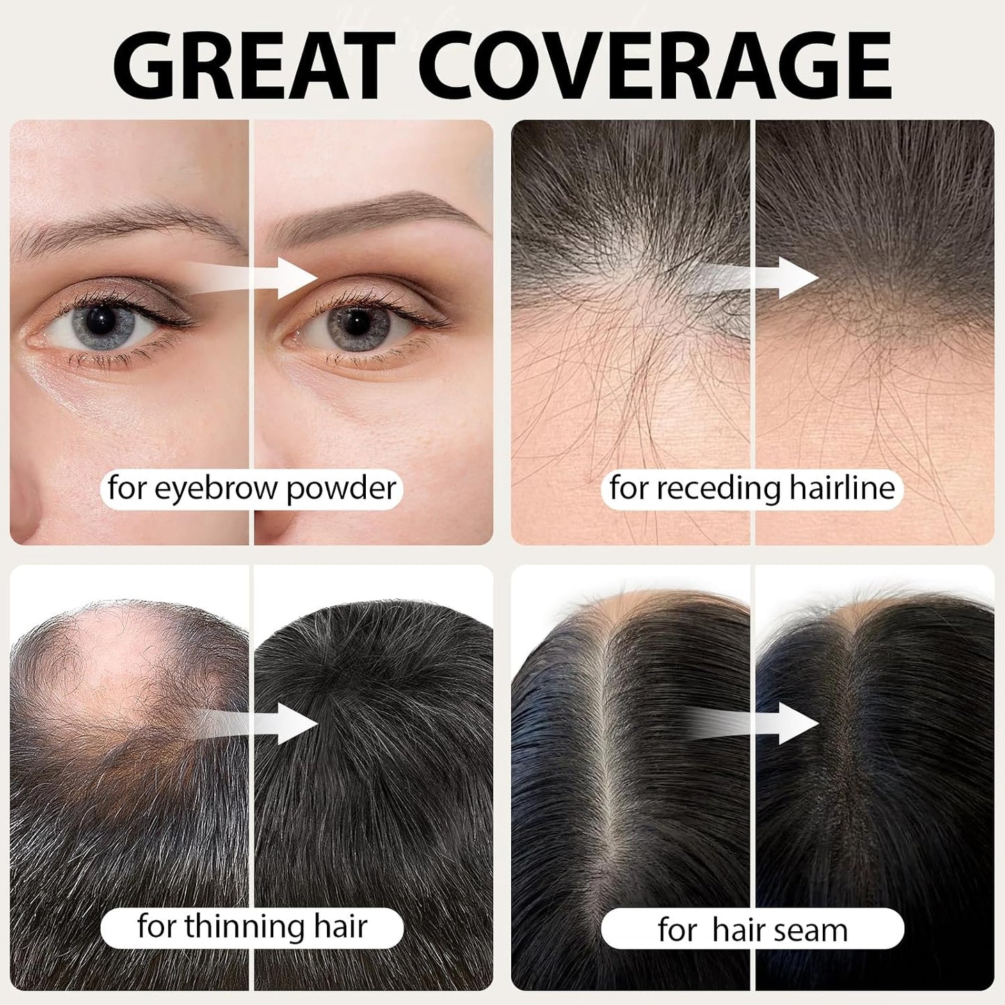 Hairline Powder for Women & Men - Root Touch Up for Thinning, Gray Hair & Bald Spots | 2 Pack, White