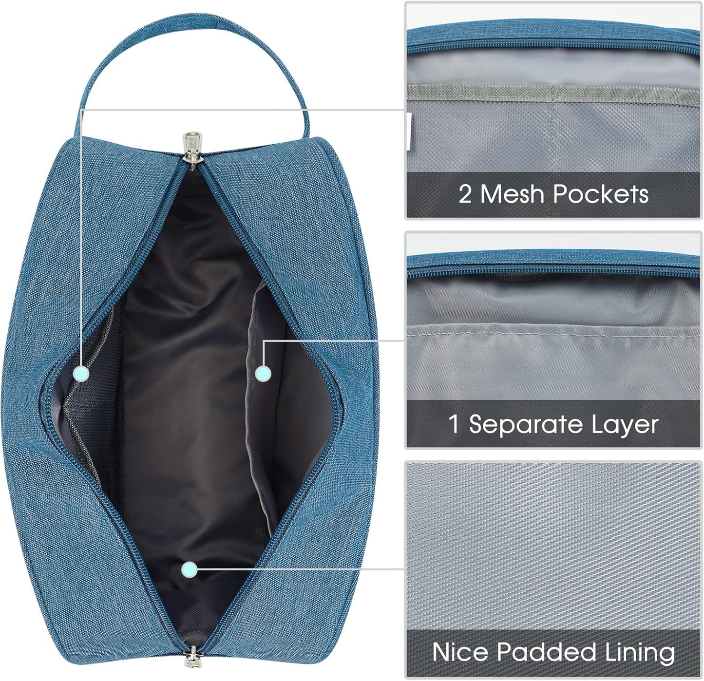 Travel Toiletry Bag for Women & Men | Dopp Kit for Cosmetics & Toiletries - Navy Blue