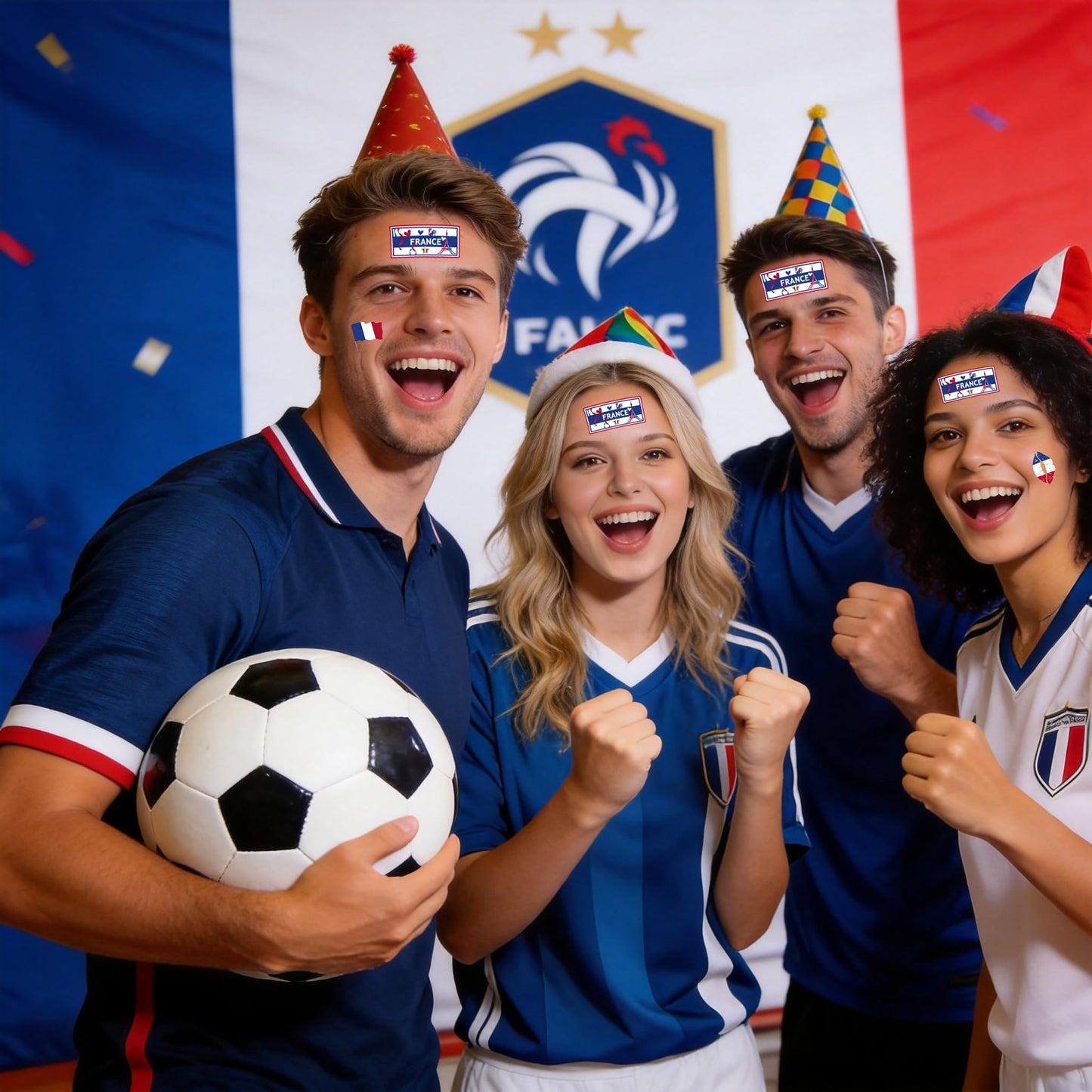 ZH BOCO ARTS 56Pcs French flag Temporary Tattoos Waterproof for World Cup Adults Kids,France Flag Temporary Tattoos Face Body Art Stickers for Football Fans Sports Events Festival Party Supplies