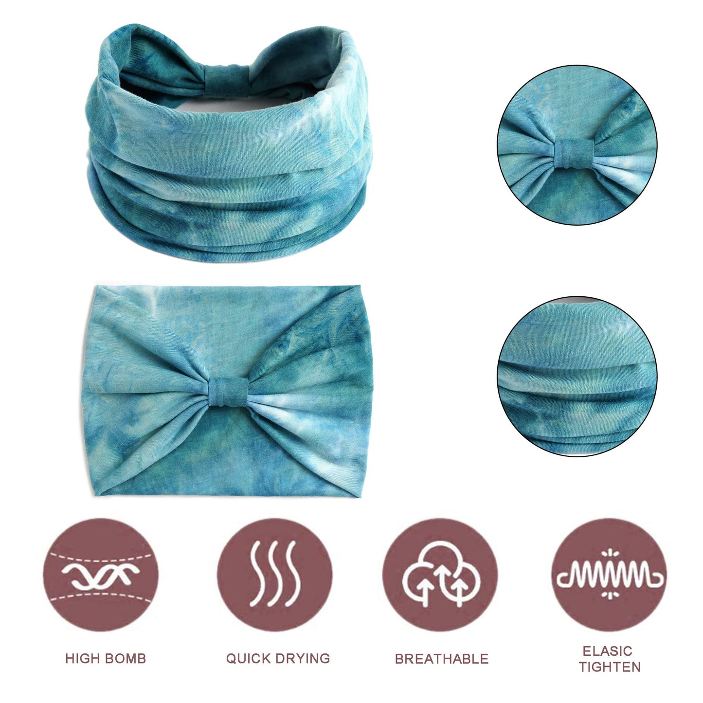 STGDAK Headbands Fashion Hair Bands Soft Head Bands Elastic Headband Non Slip Wrap Headbands Breathable SweatBand Tie Dye Hairband Accessories for Women Daily 3 Pack