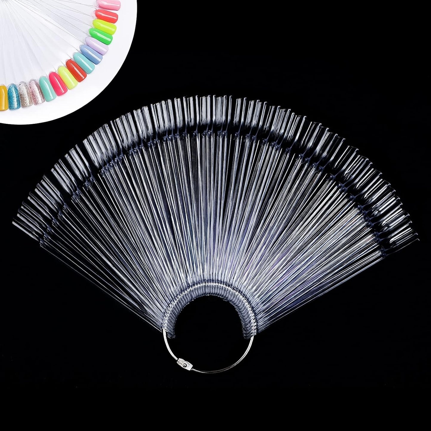 Azurebeauty 50 Pcs Nail Color Sticks - Clear Fan Shape Display Tips for Nail Art Practice | Transparent Sample Sticks