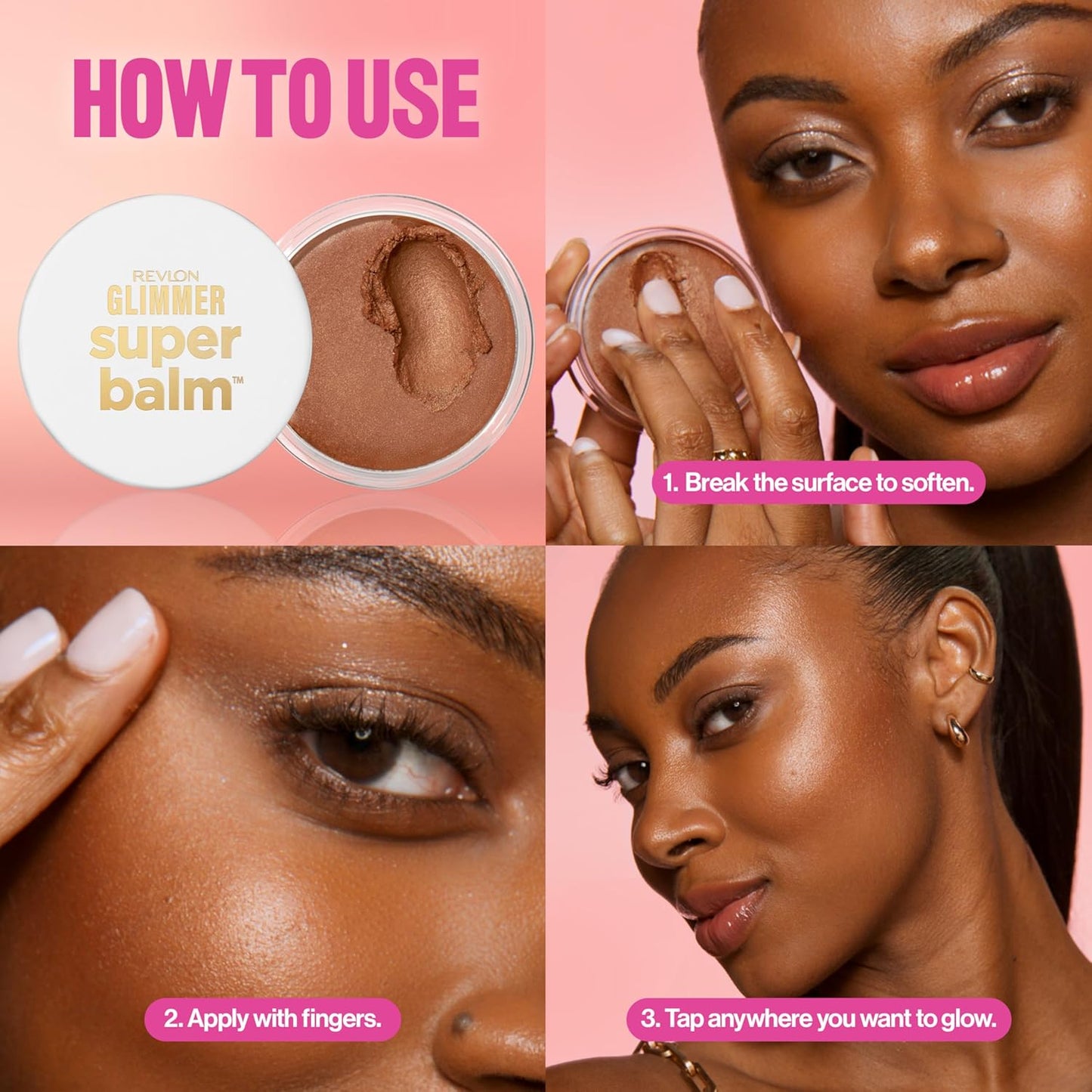 Revlon Glimmer Super Balm - Multi-Use Glow Face Makeup | Cream Bronzer, Highlighter & Blush, 003 Just a Girl, 0.06 oz