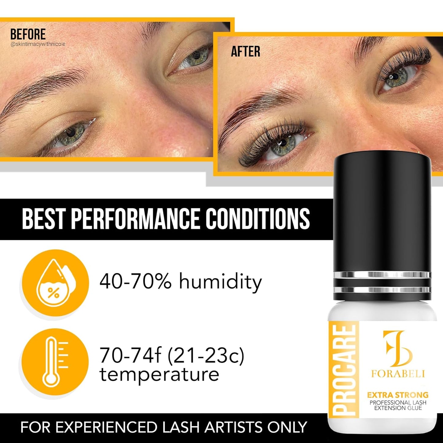 ProCare Eyelash Extension Glue - Professional Black Adhesive for Classic Volume Hybrid Sets | 1-2 Sec Dry Time, 5ml