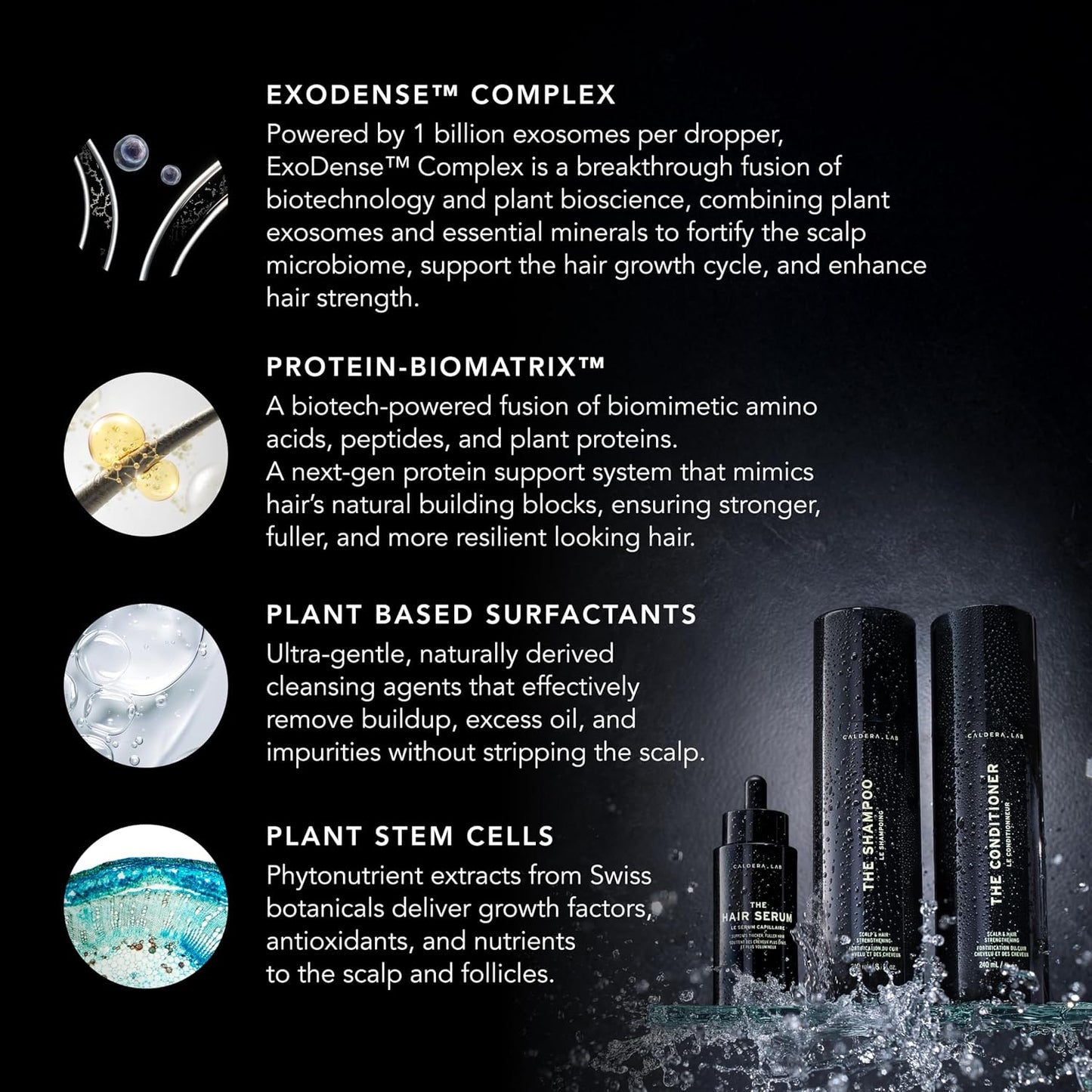 Caldera + Lab Hair Care System | Men’s Bundle for Healthier, Fuller Hair - Sulfate-Free Shampoo, Conditioner & Serum Set
