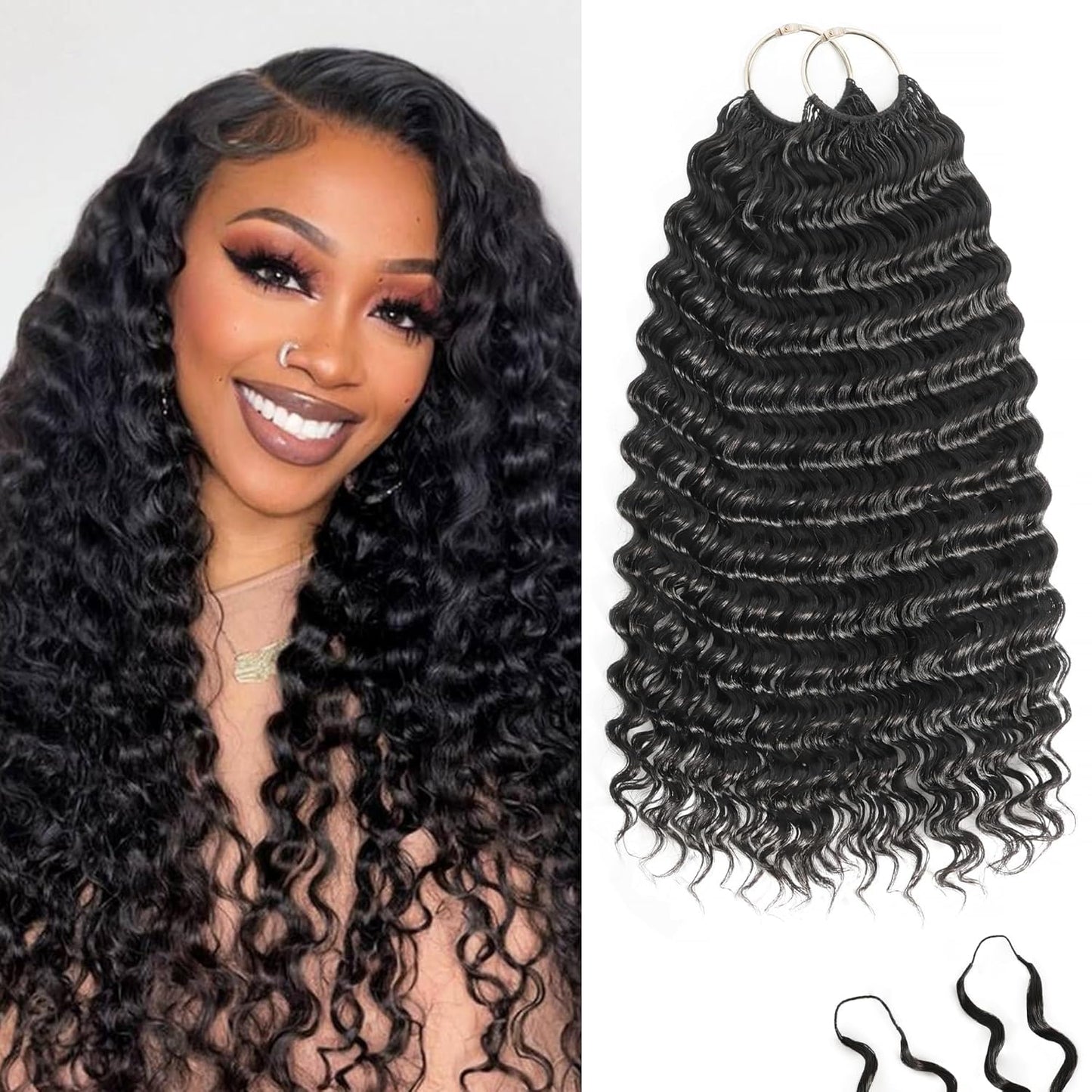Feather Crochet Hair Extensions - 12 Inch 120g Invisible Miracle Knots for Black Women | Jerry Curly Pre-Separated Natural Black