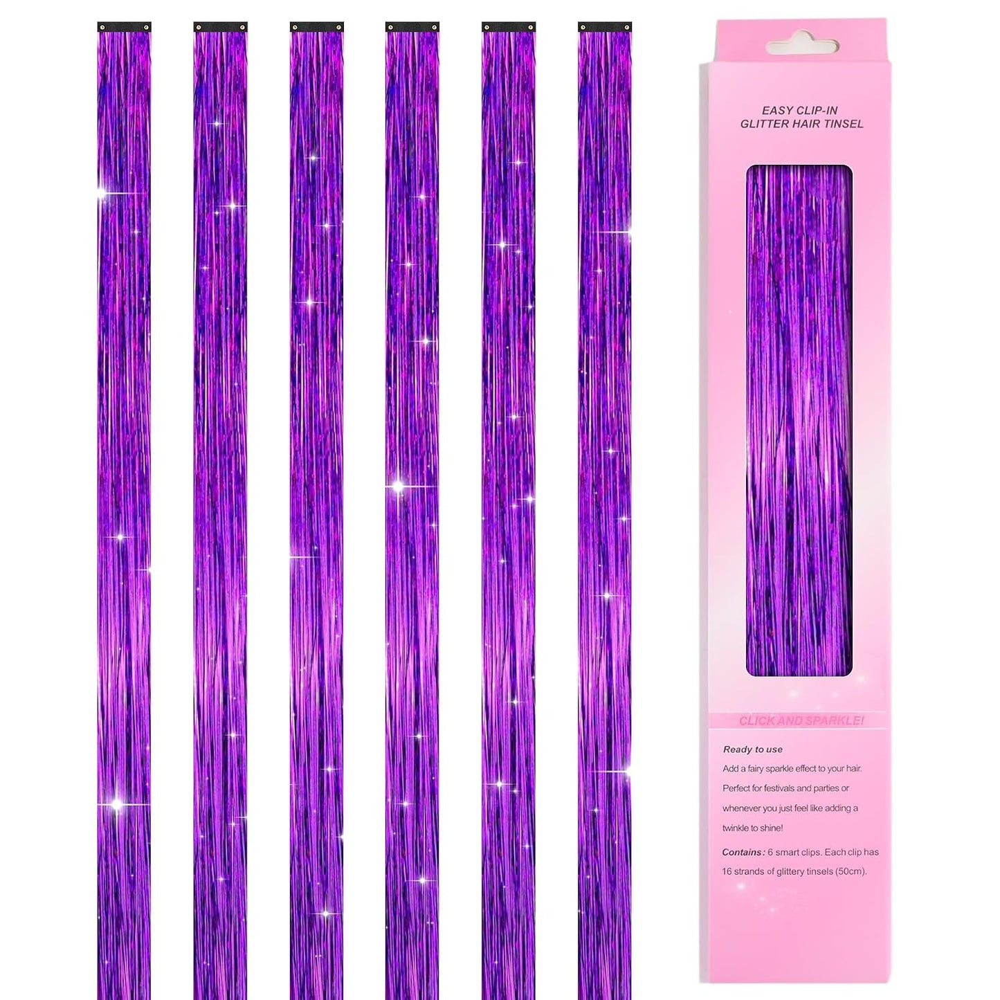 12 Colors Hair Tinsel Kit - 48 Inch Heat Resistant Hair Extensions | 3600 Strands Sparkling Glitter for Festivals & Parties